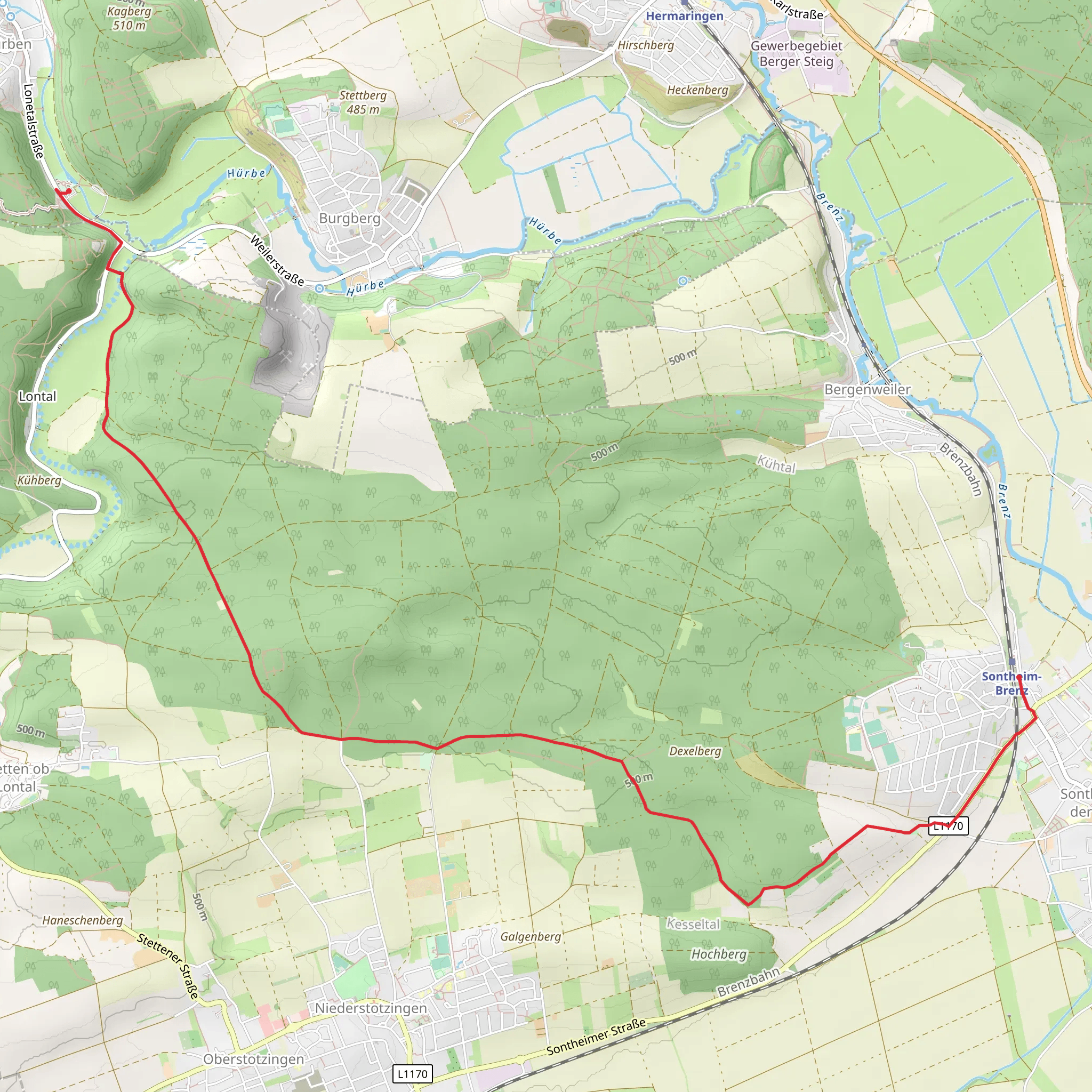 Sontheim to HohlenHaus Walk mobile static map