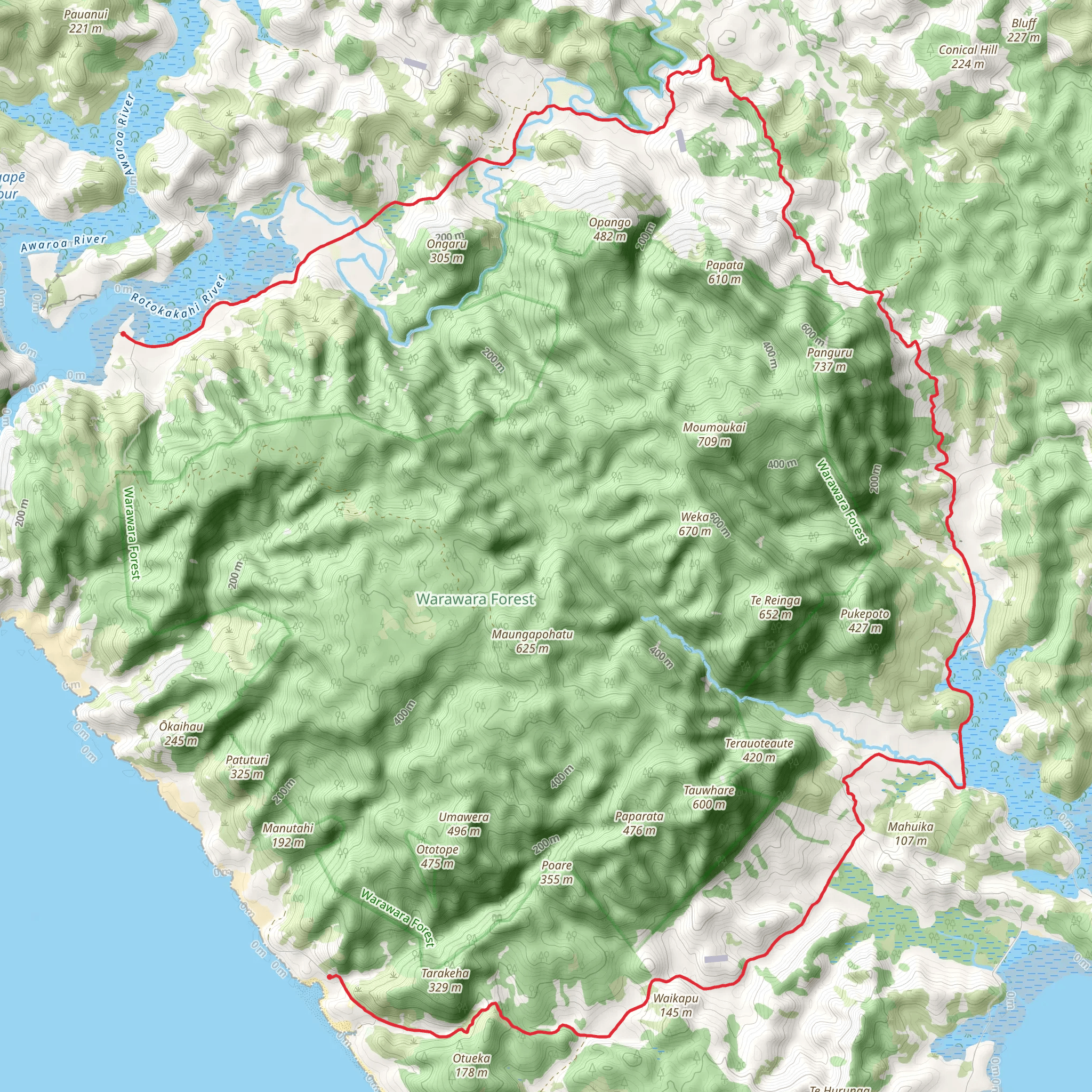 Warawara Track mobile static map
