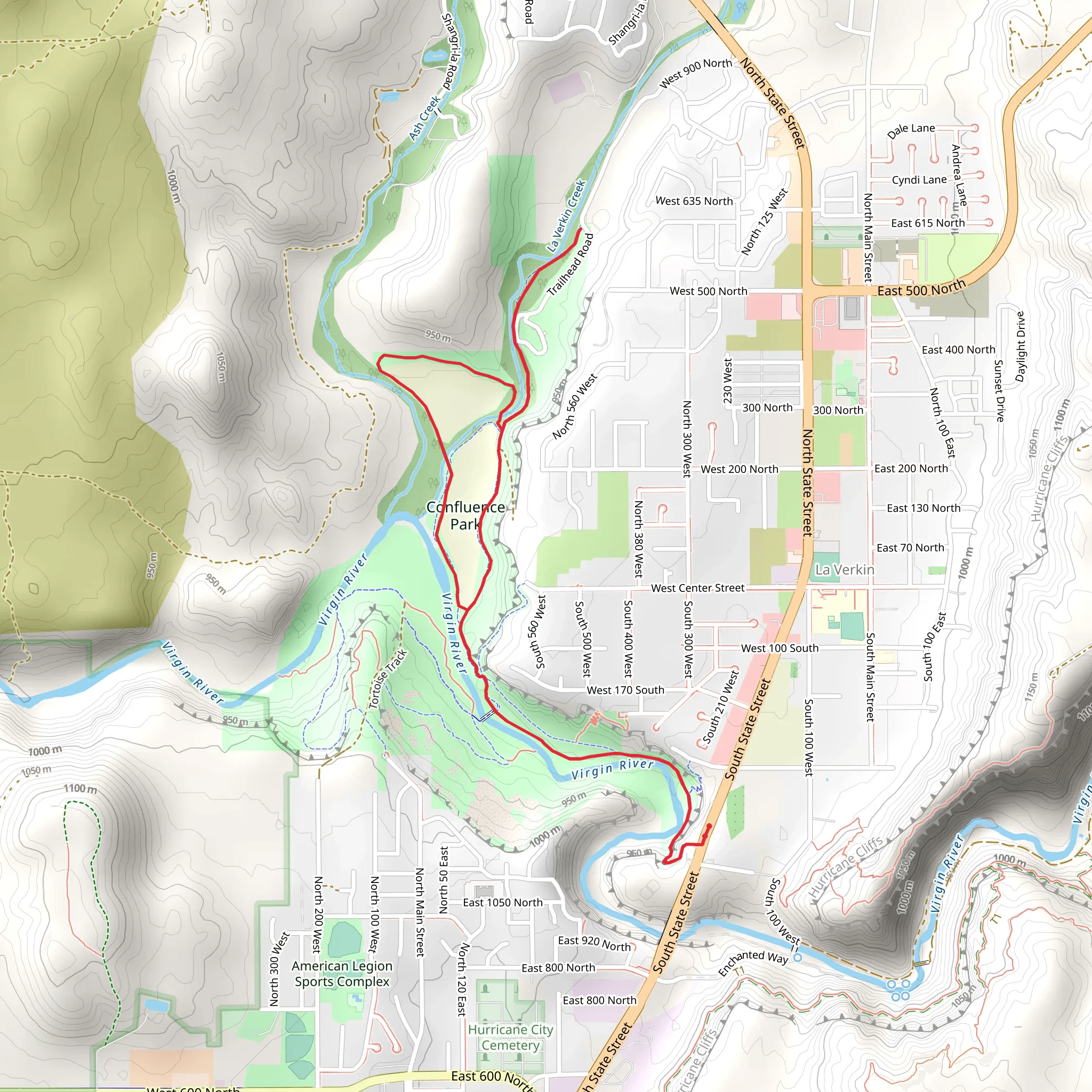 Confluence Trail and Ash Creek Loop mobile static map