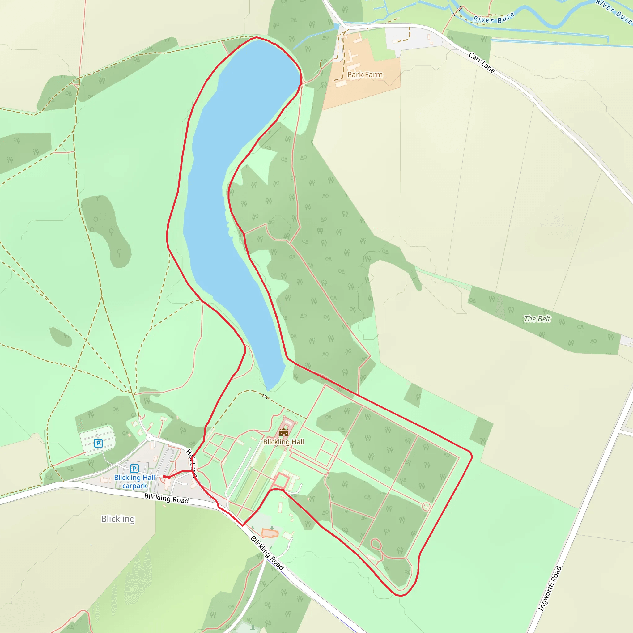 Blickling Lake Walk - Norfolk mobile static map