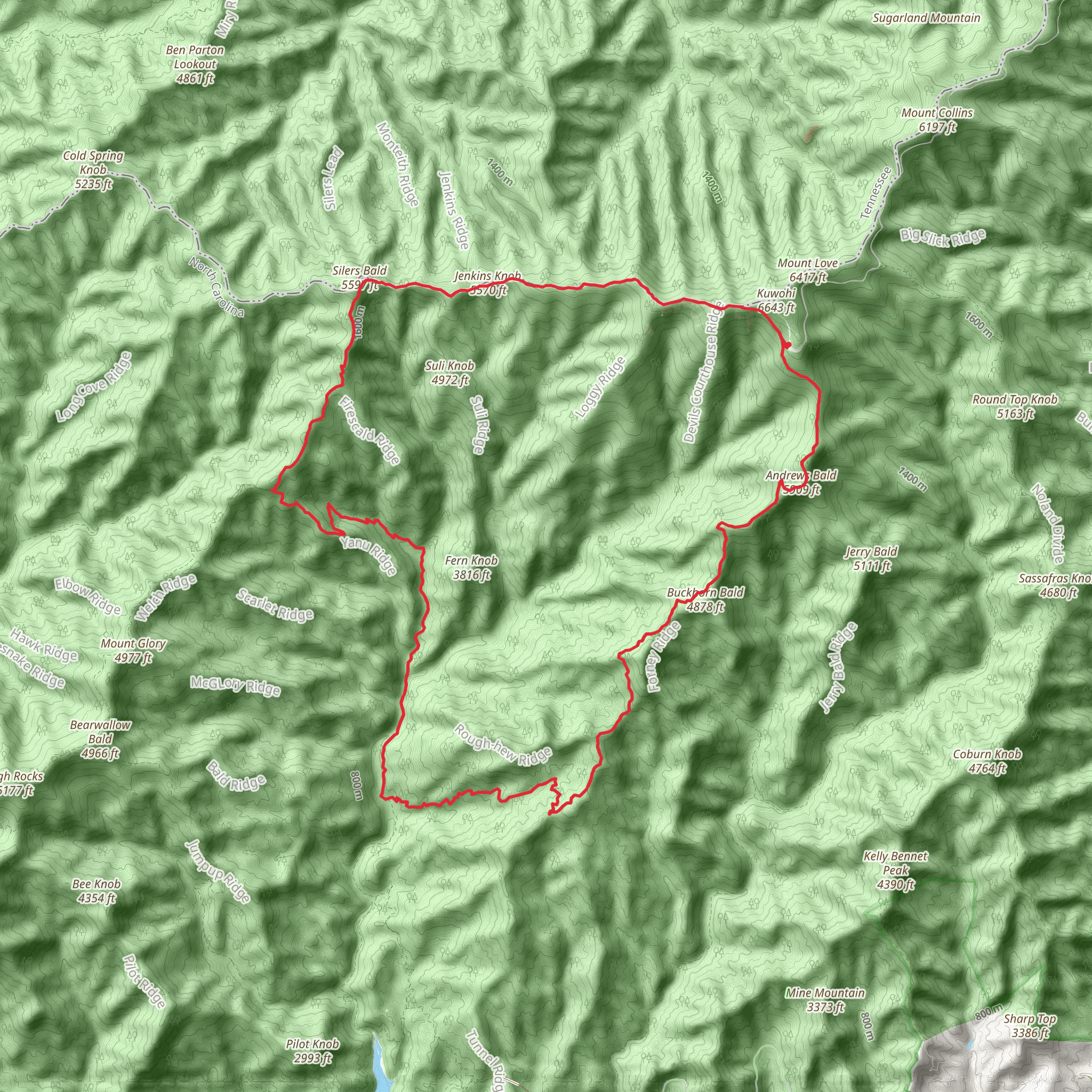 Andrew Bald, Buckhorn Bald and Jenkins Knob via Appalachian Trail mobile static map