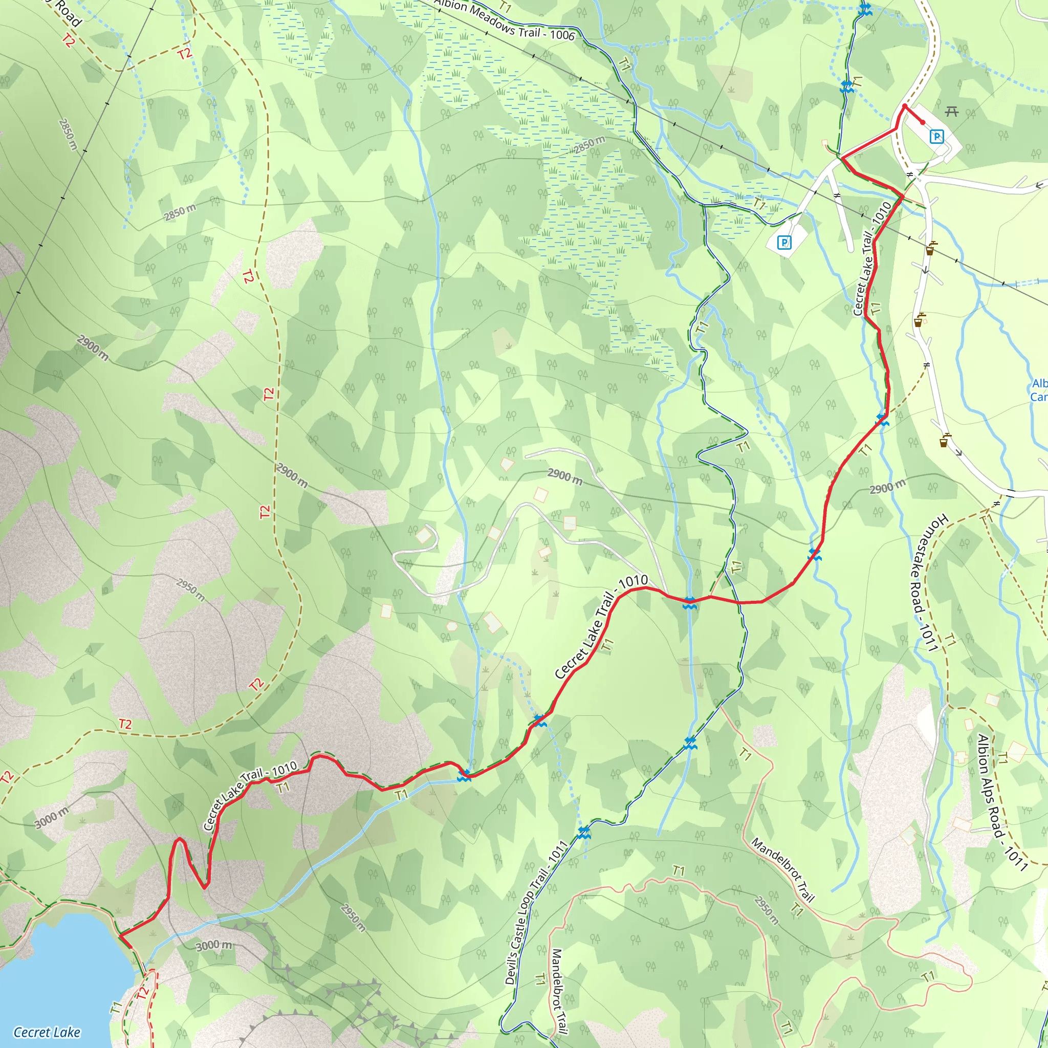 Cecret Lake Trail mobile static map