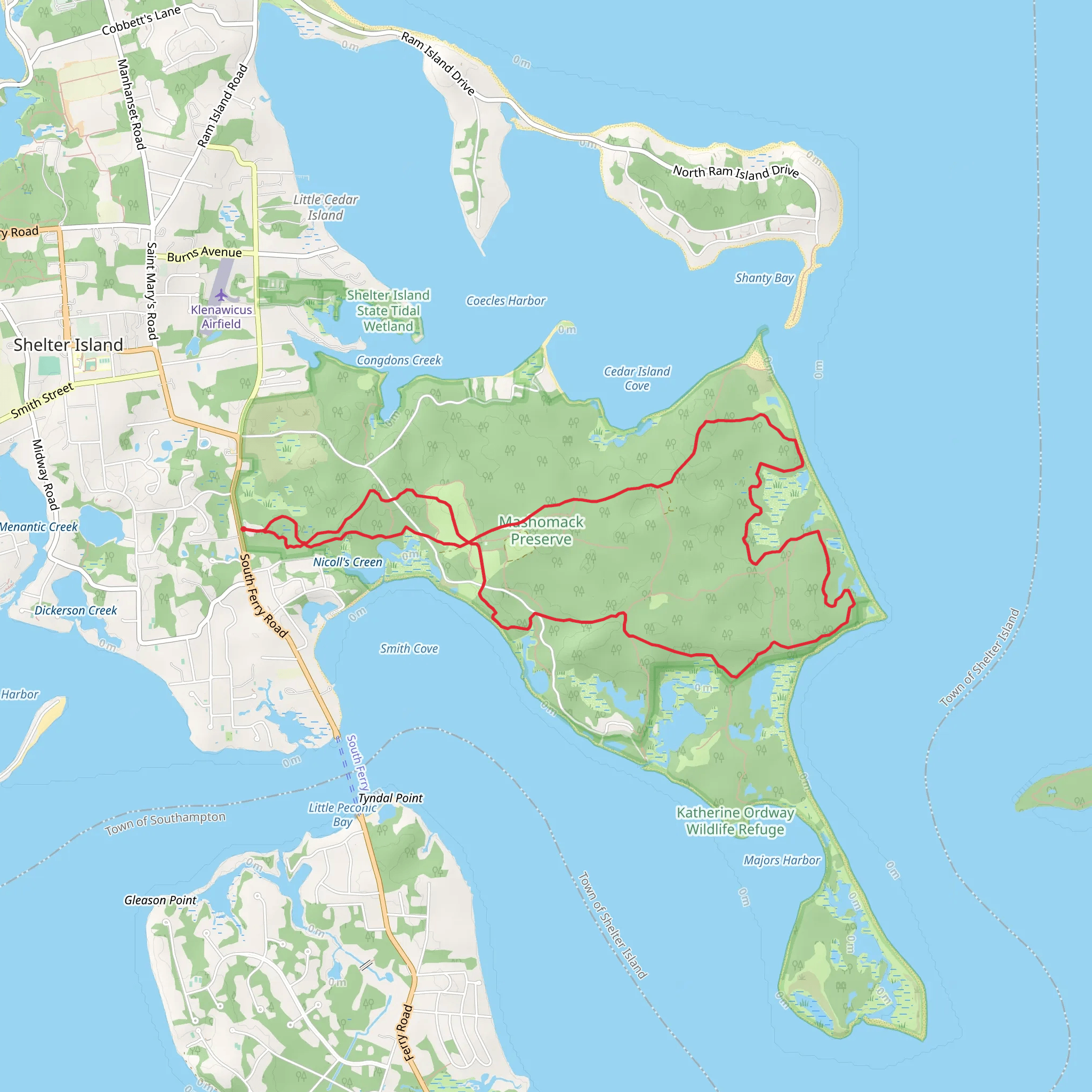 Nicoll Point Loop trail - Shelter Island mobile static map