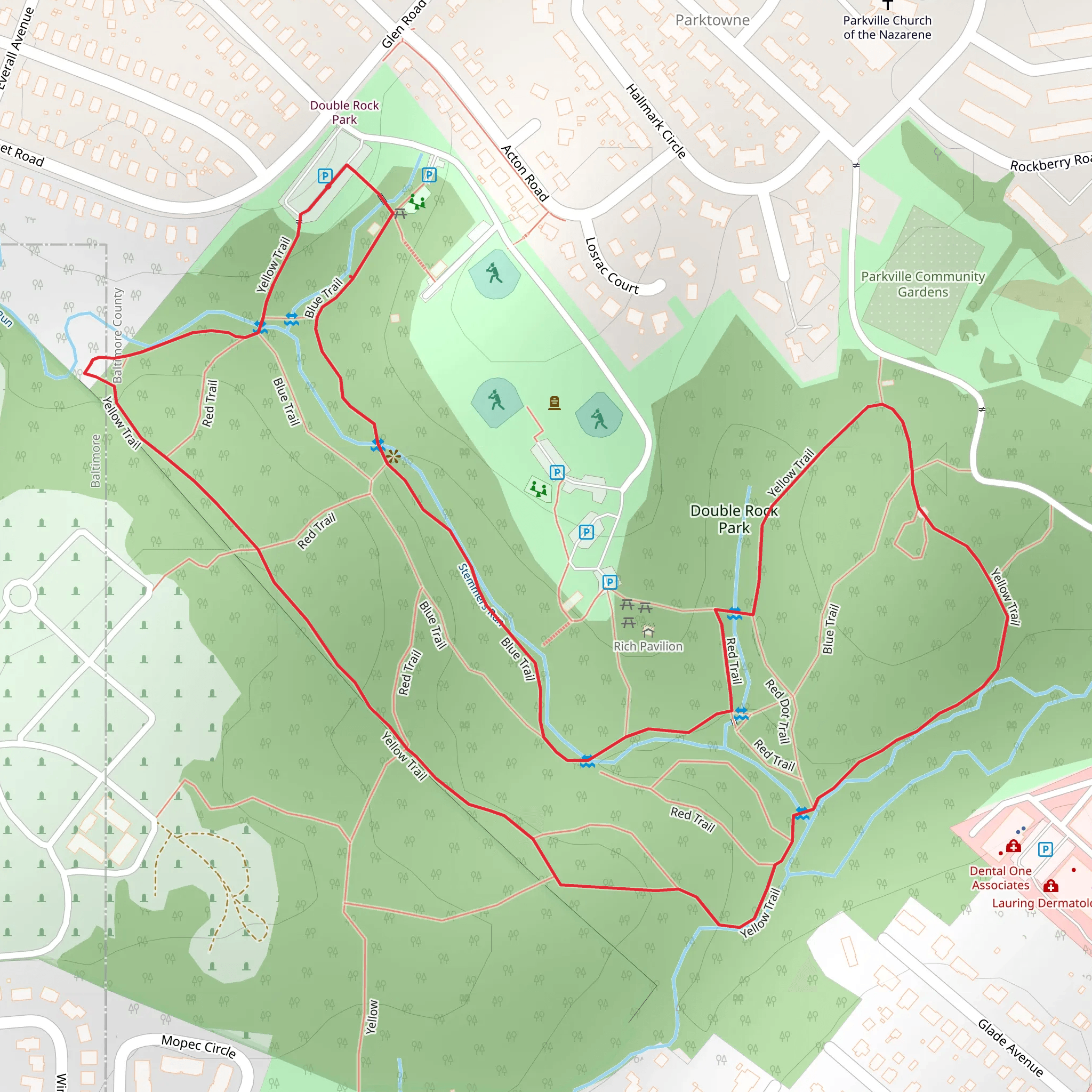 Yellow and Blue Loop Trail mobile static map