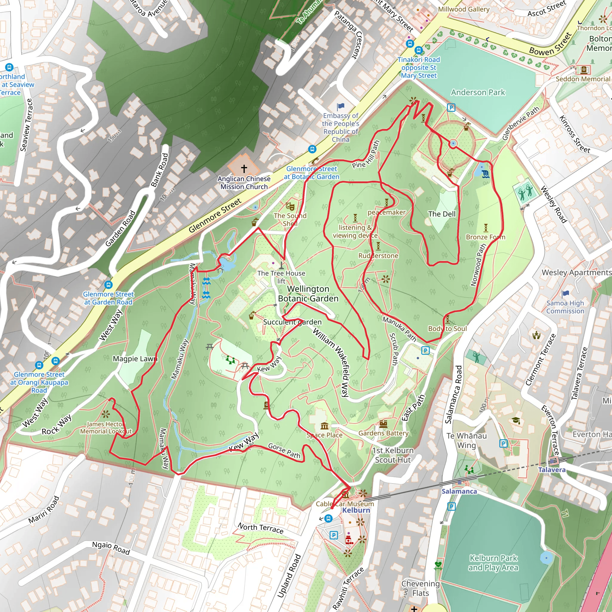 Wellington Botanic Garden mobile static map