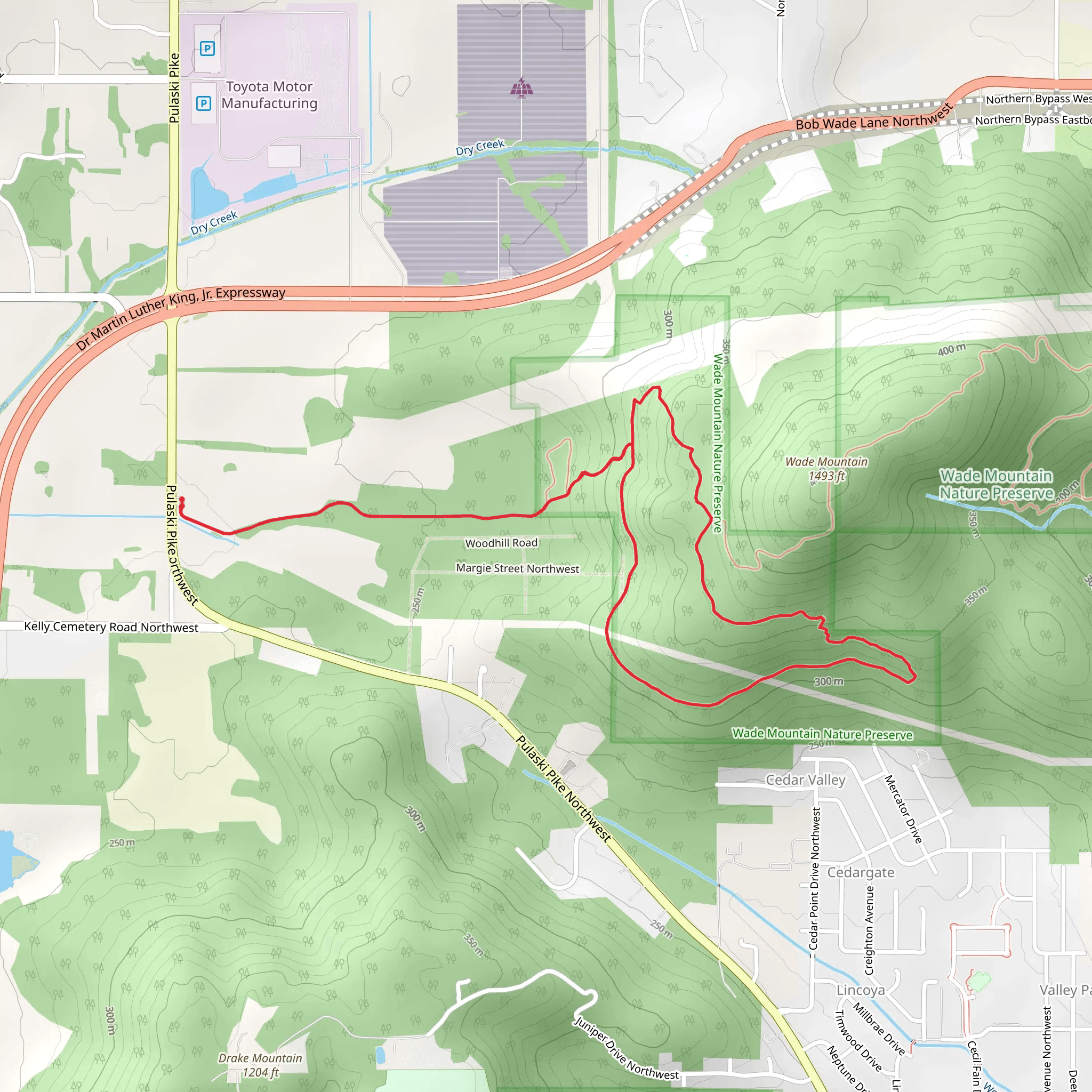 Wade Mountain Greenway, Fossil Bench Trail and Bostick Trail Loop mobile static map