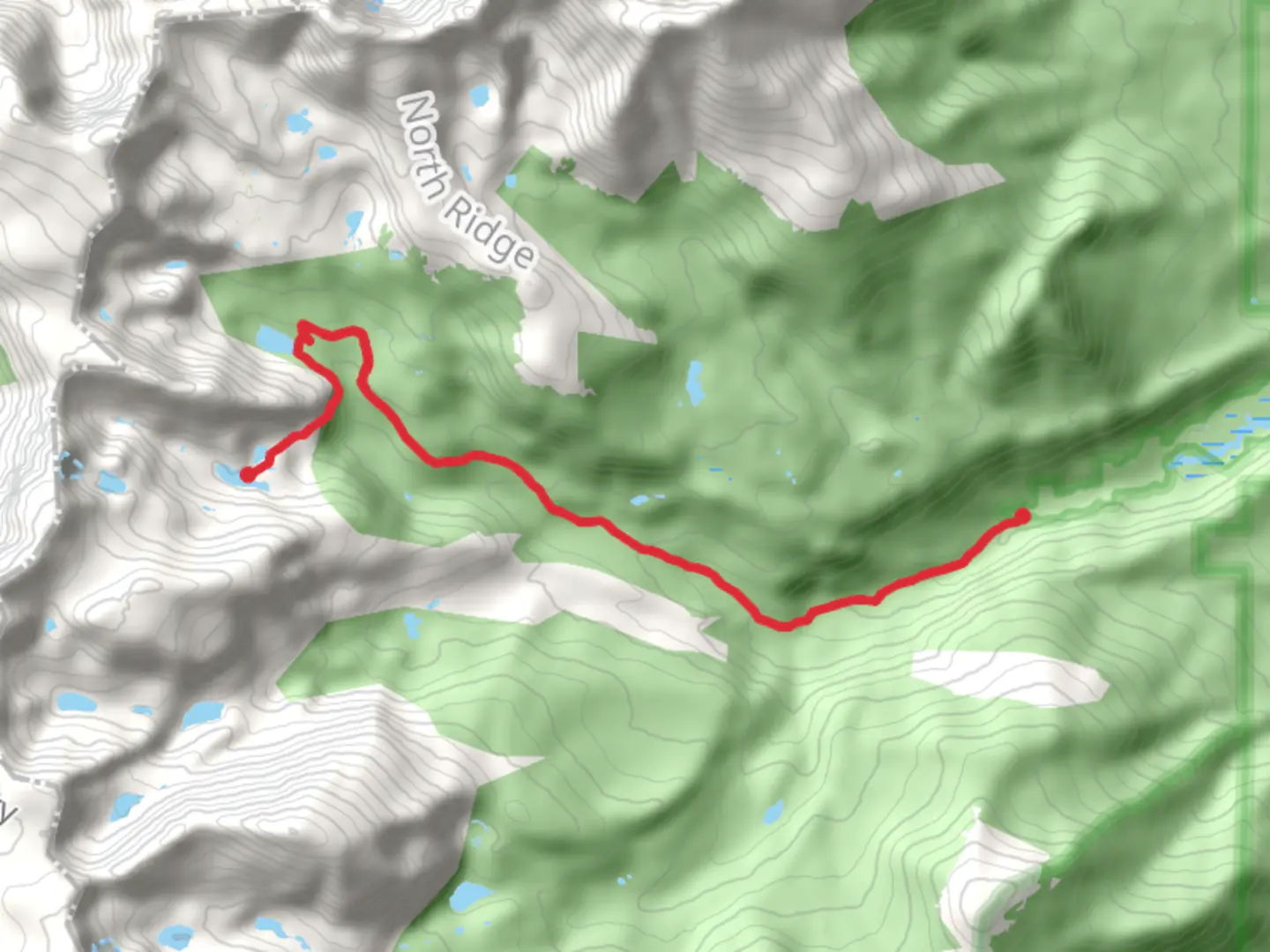 An image depicting the trail Eagle Lake and Thunder Lake via Wild Basin Trail and its surrounding area.