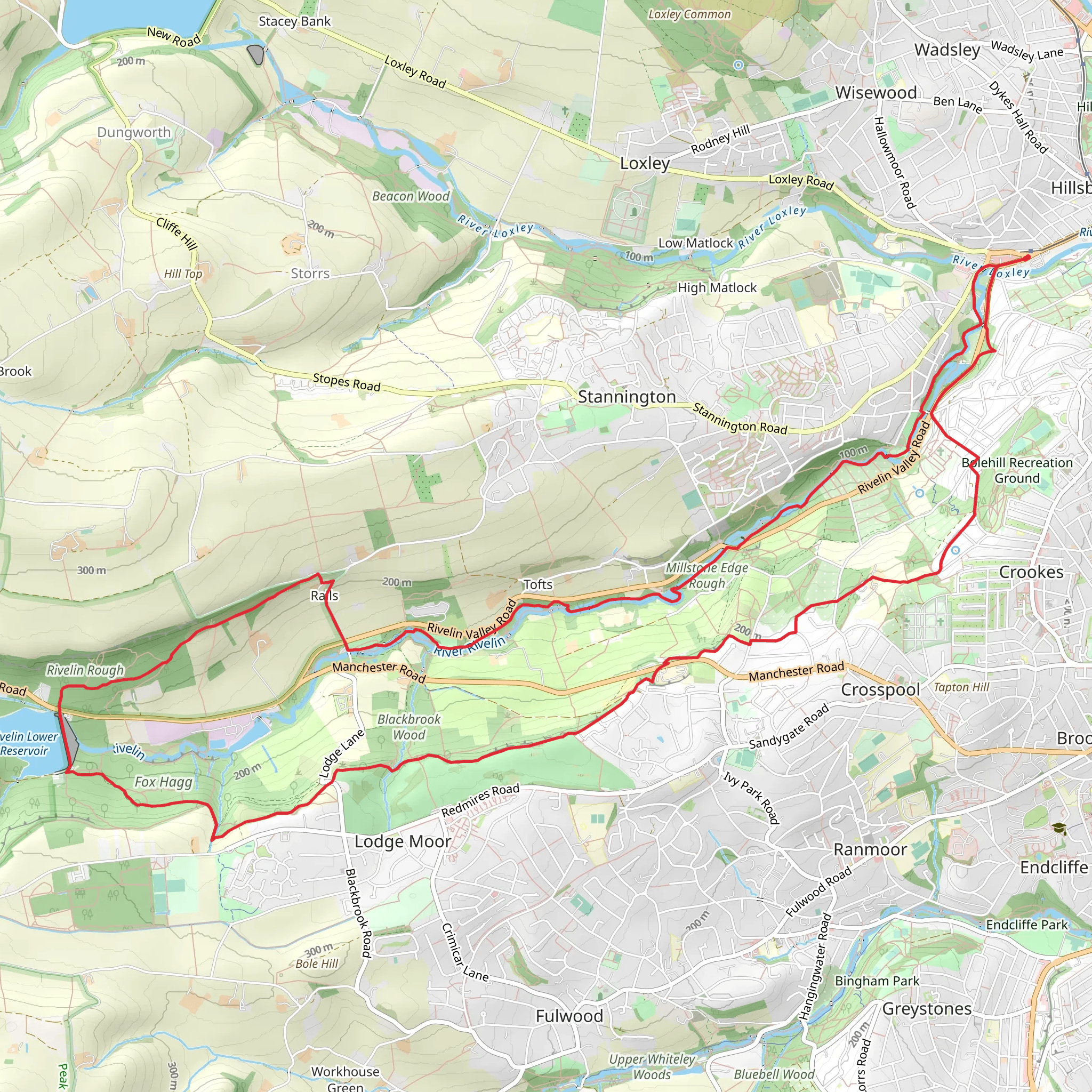 Rivelin Valley from Malin Bridge mobile static map
