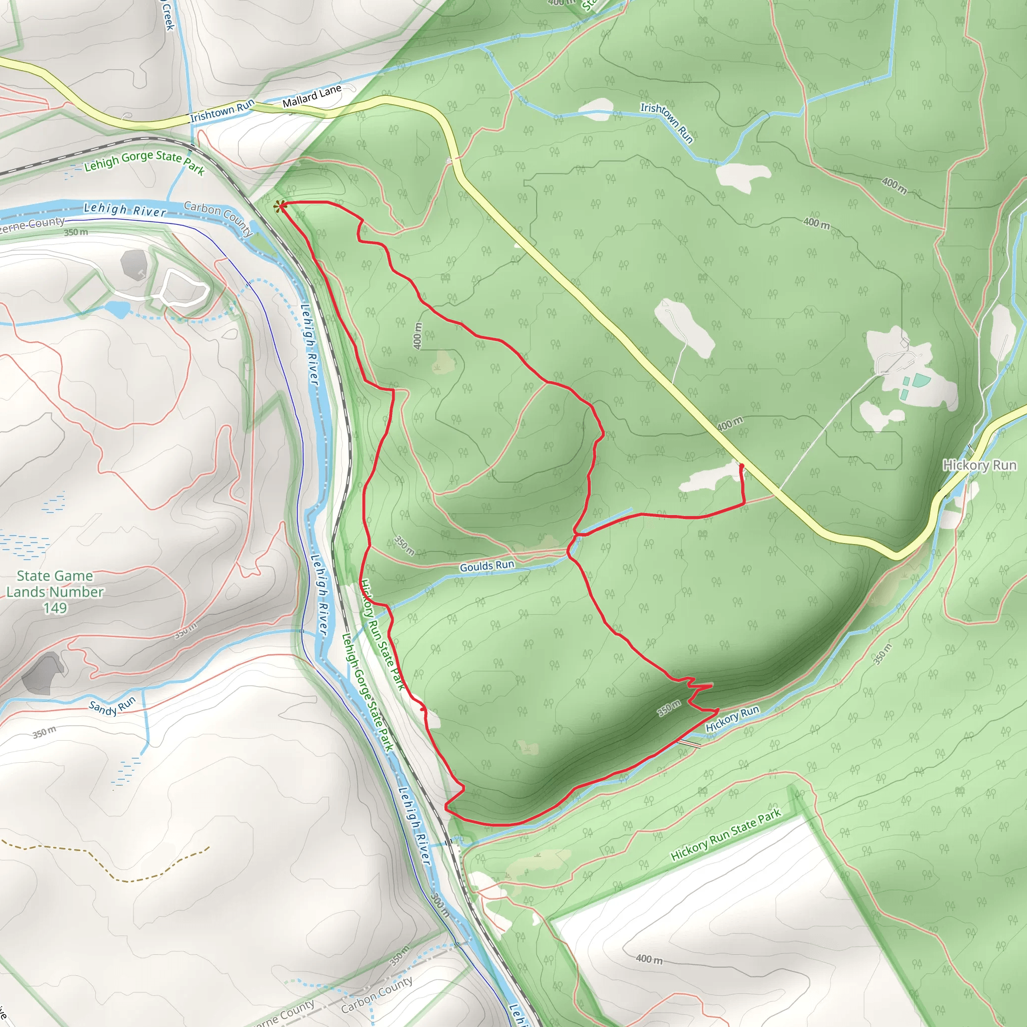 Fireline Trail Loop from Hickory Run mobile static map