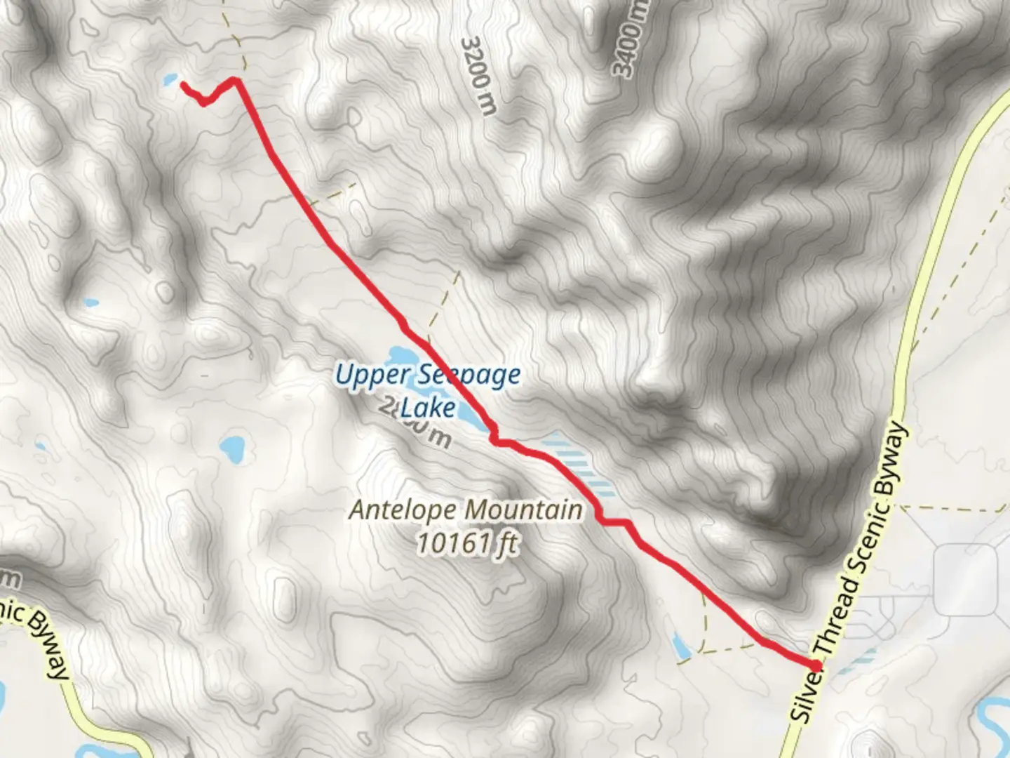 An image depicting the trail Ghost Lake from Silver Thread Scenic Byway and its surrounding area.