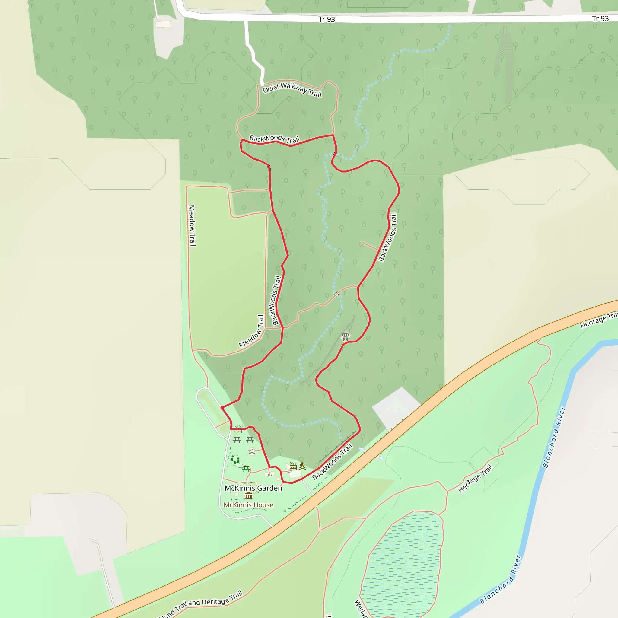 BackWoods Loop Trail mobile static map