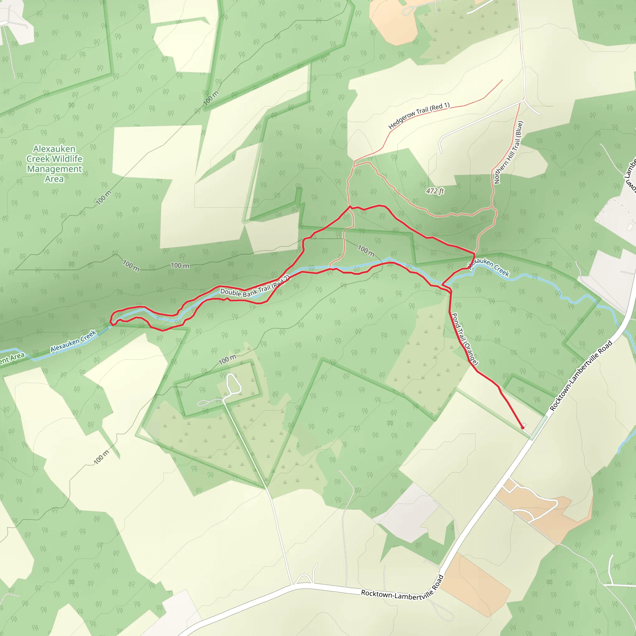 Pond, Double Bank and Northern Hill Loop Trail mobile static map