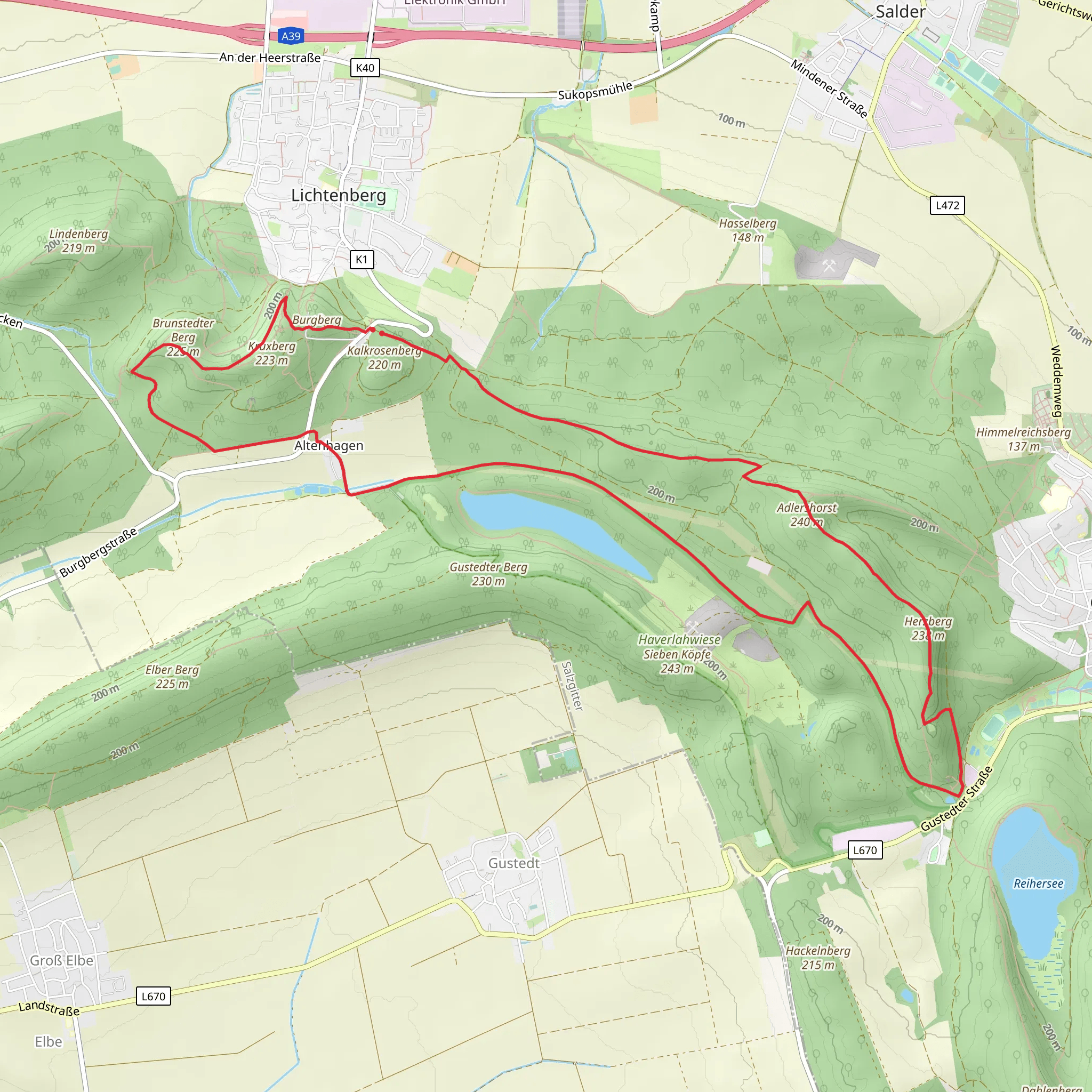 Lichtenberg Castle, Brunstedter Berg and Adlershorst Loop mobile static map