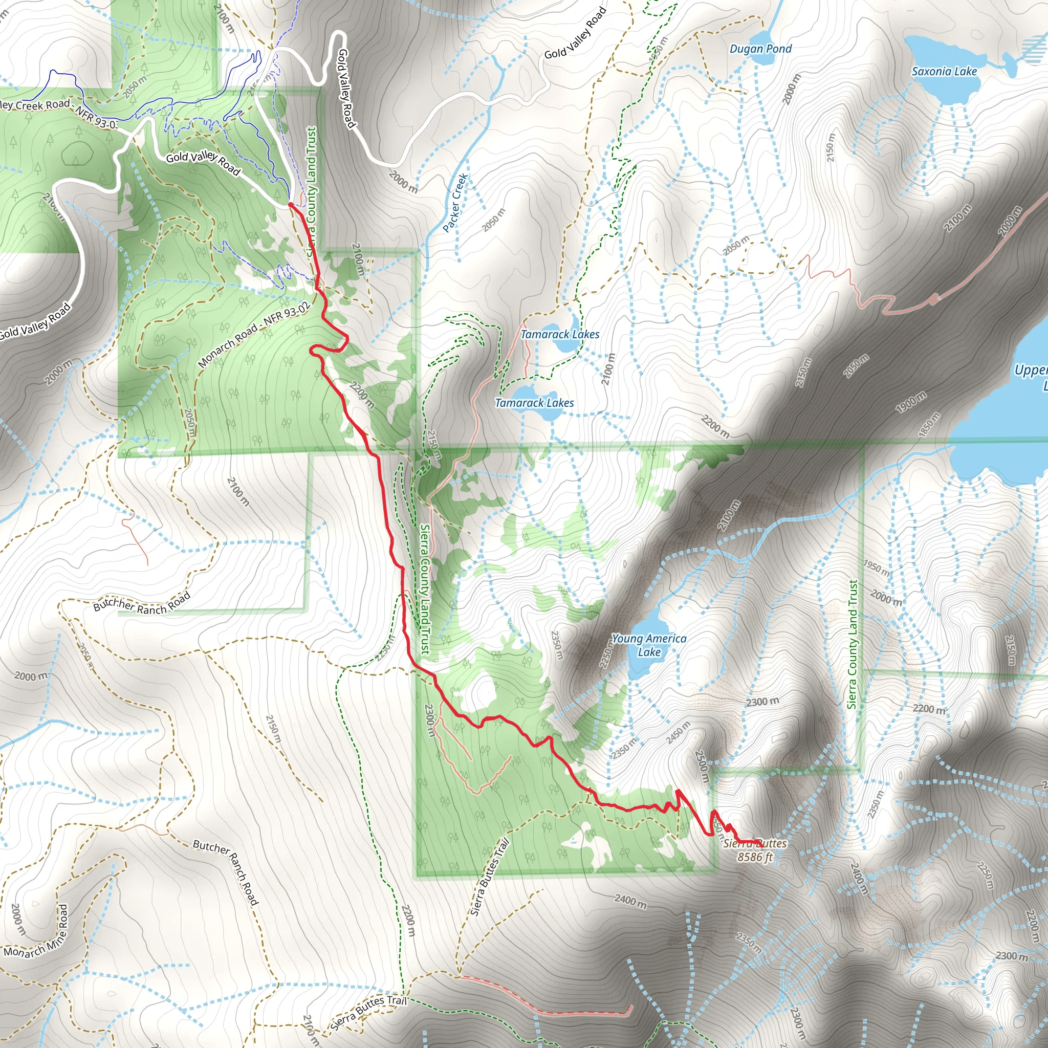 Sierra Buttes via Sierra Buttes Lookout Trail mobile static map