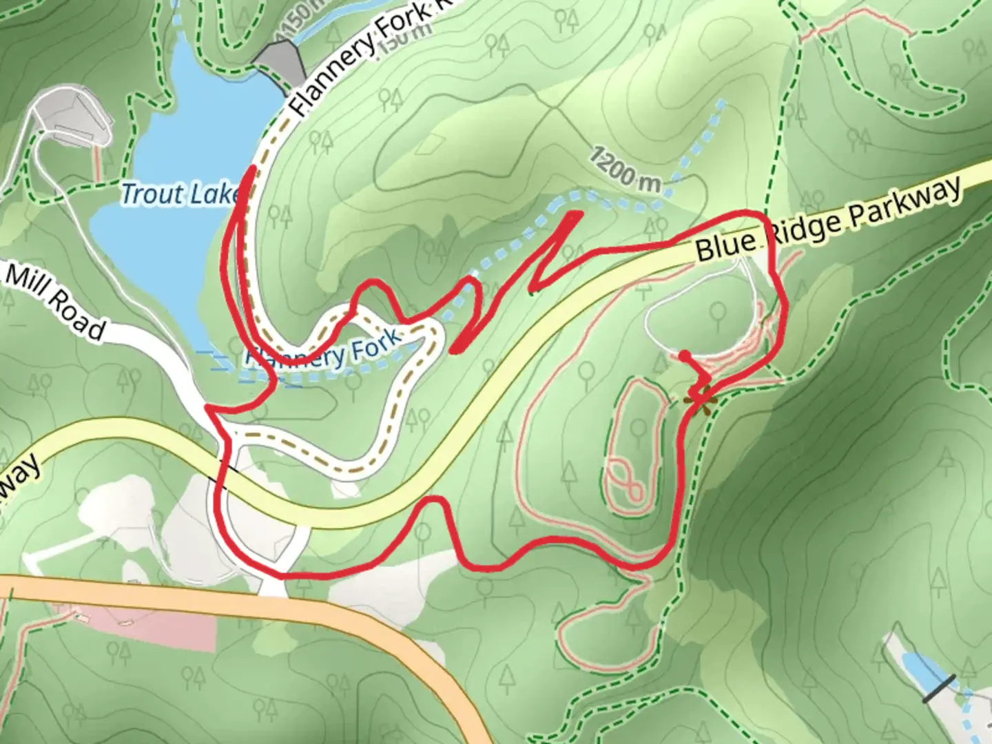 An image depicting the trail Sandy Flat - Trout Lake Road Loop and its surrounding area.