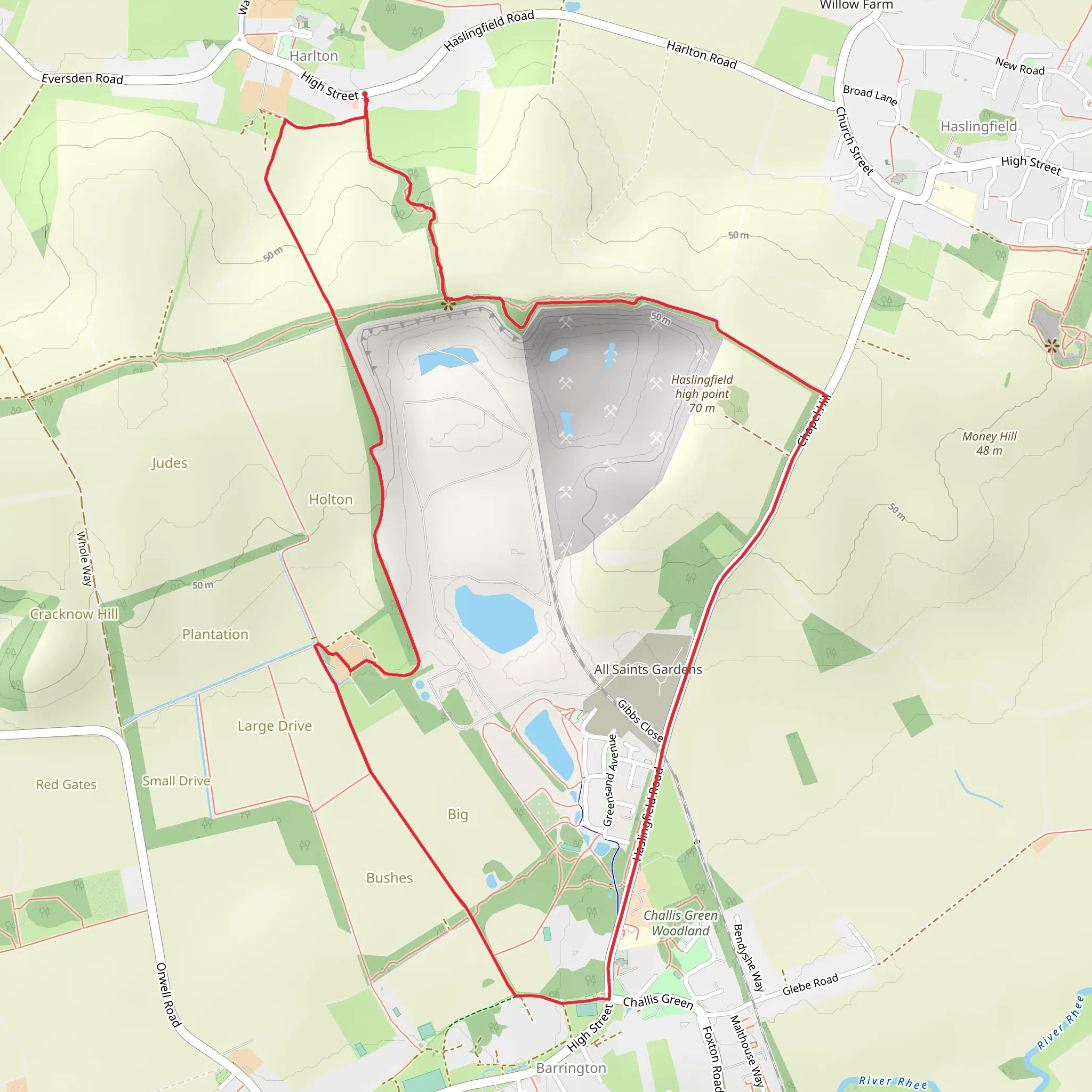 Harlton to Barrington Loop mobile static map
