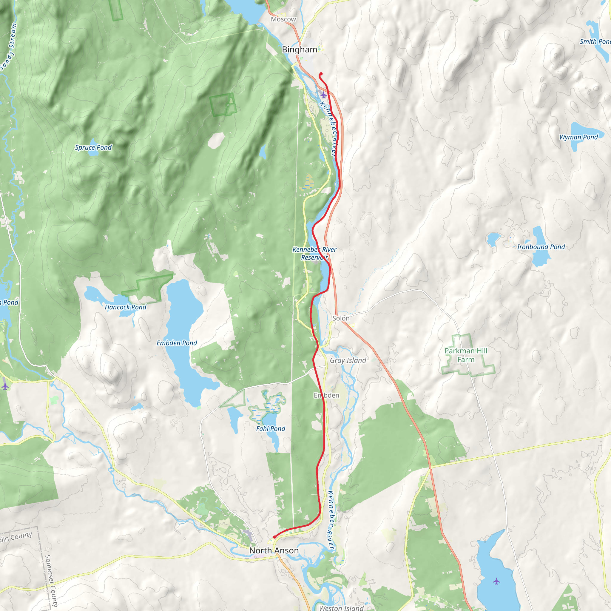 Kennebec Reservoir mobile static map