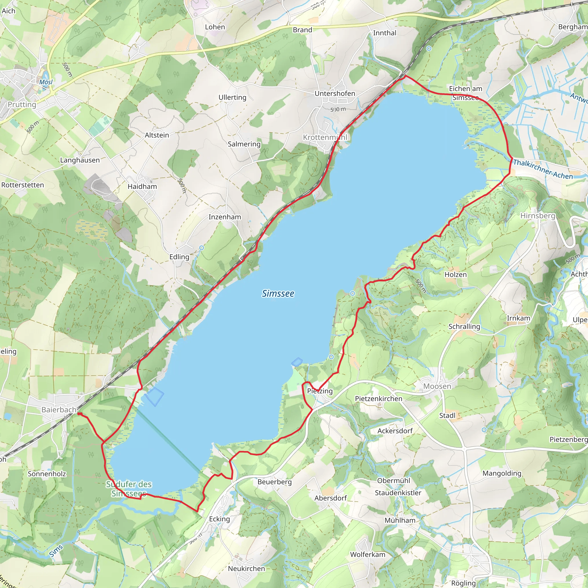 Simssee Loop from Baierbach mobile static map