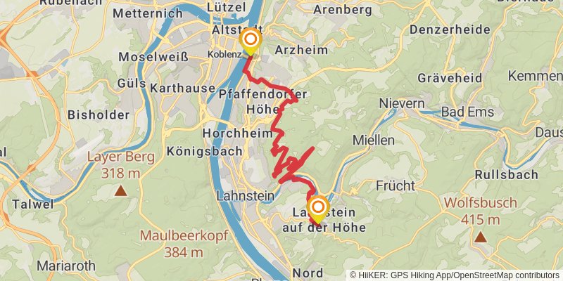 Rheinsteig stage 10 Map