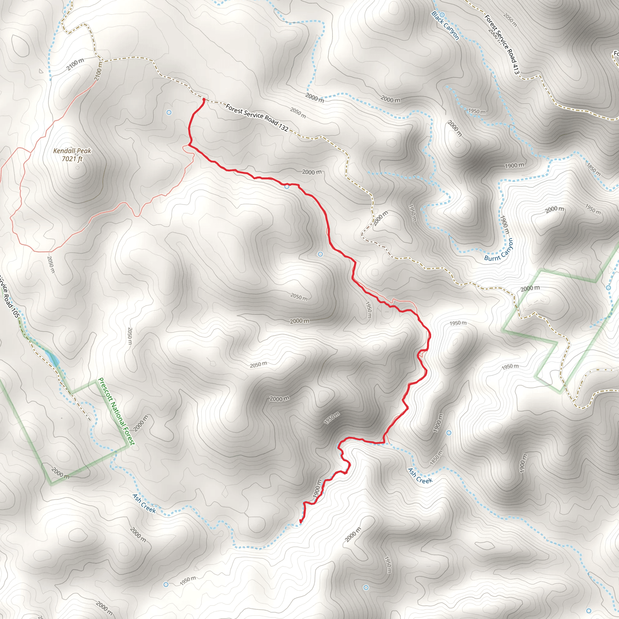 Ash Canyon Trail mobile static map