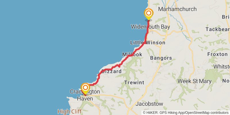 South West Coast Path - Clovelly to Tintagel stage 4 Map