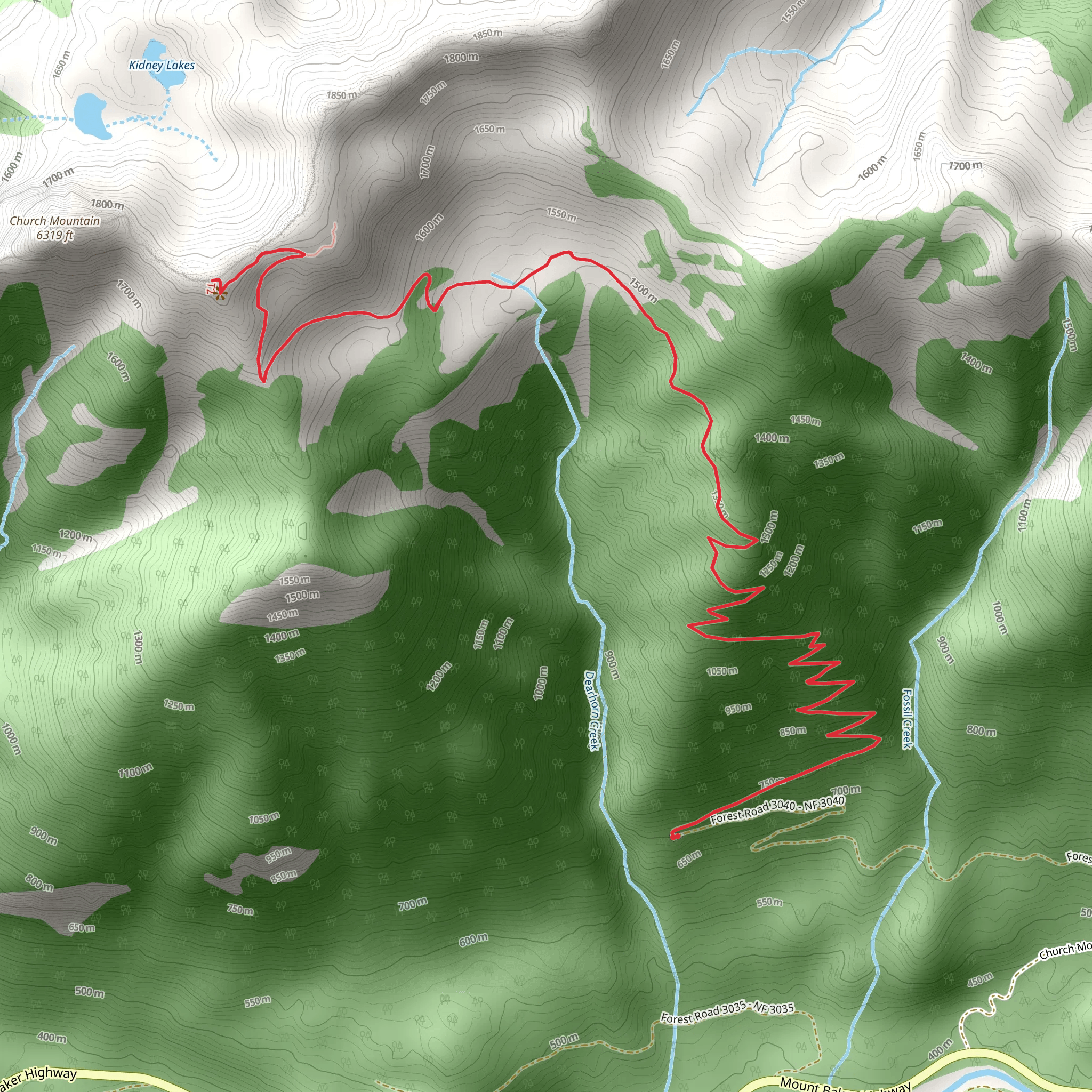 Church Mountain Trail mobile static map