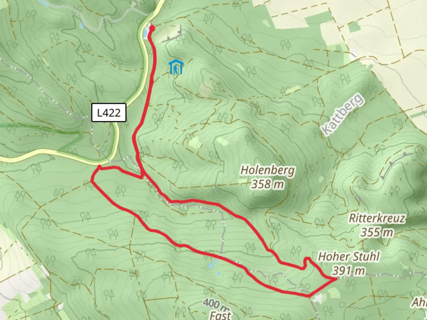 An image depicting the trail Dreieckiger Stein Loop via Kansteinweg and its surrounding area.