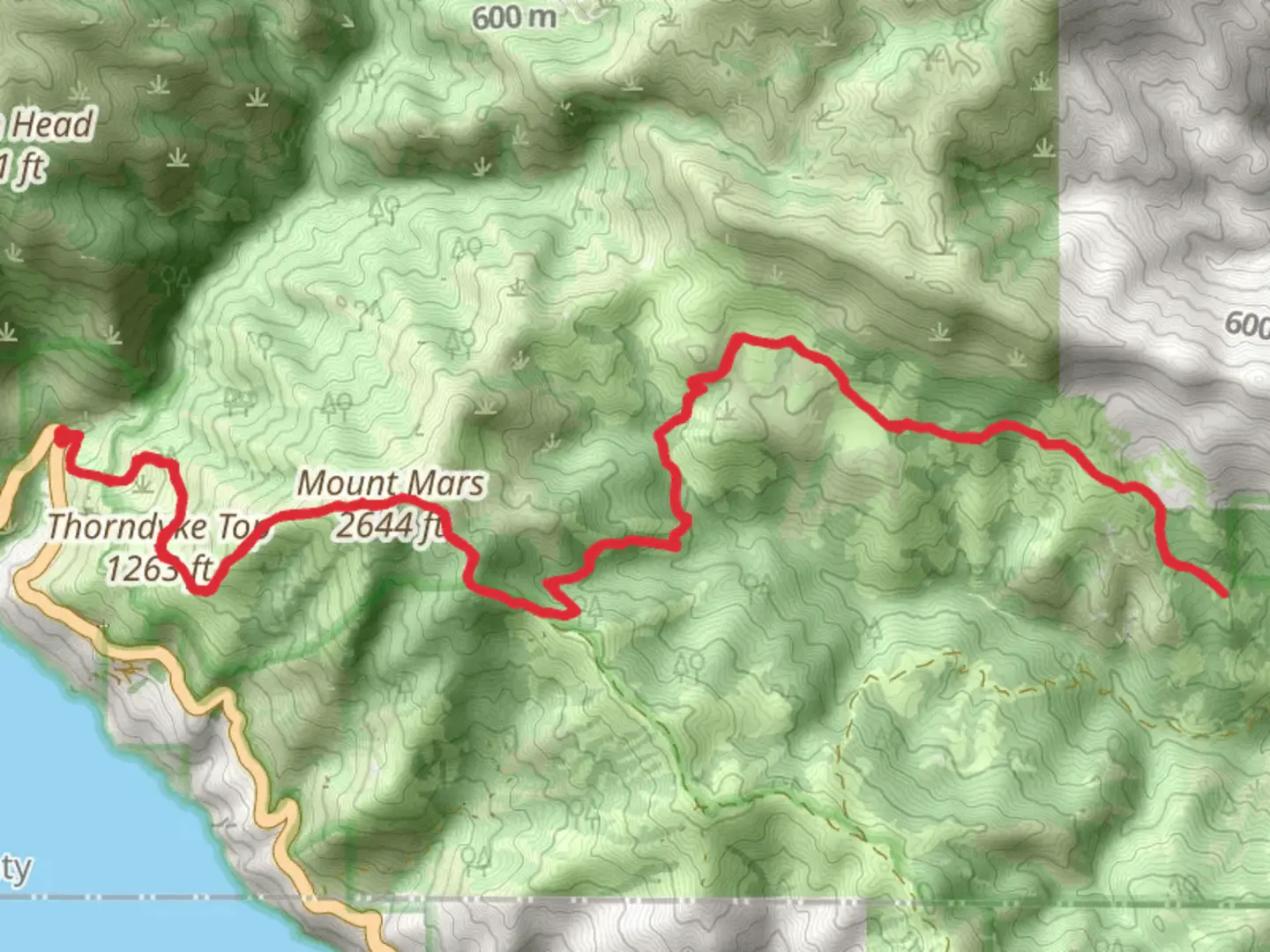 An image depicting the trail Thorndyke Top and Mount Mars via Spruce Creek Trail and its surrounding area.