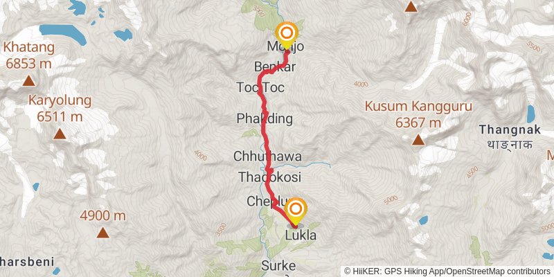 Everest Base Camp 3 Passes Trek stage 2 Map