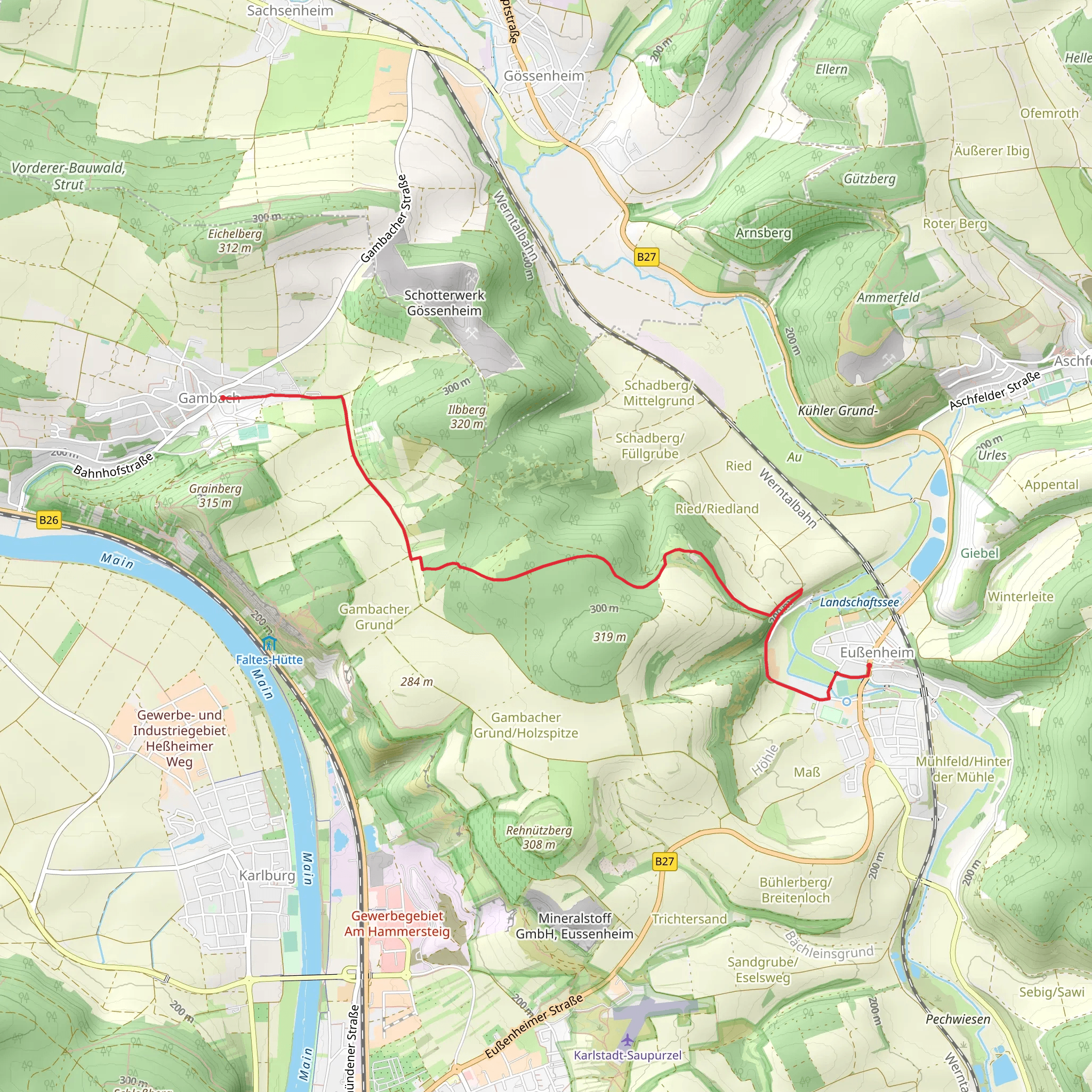 Gambach to Eussenheim via Riedweg mobile static map