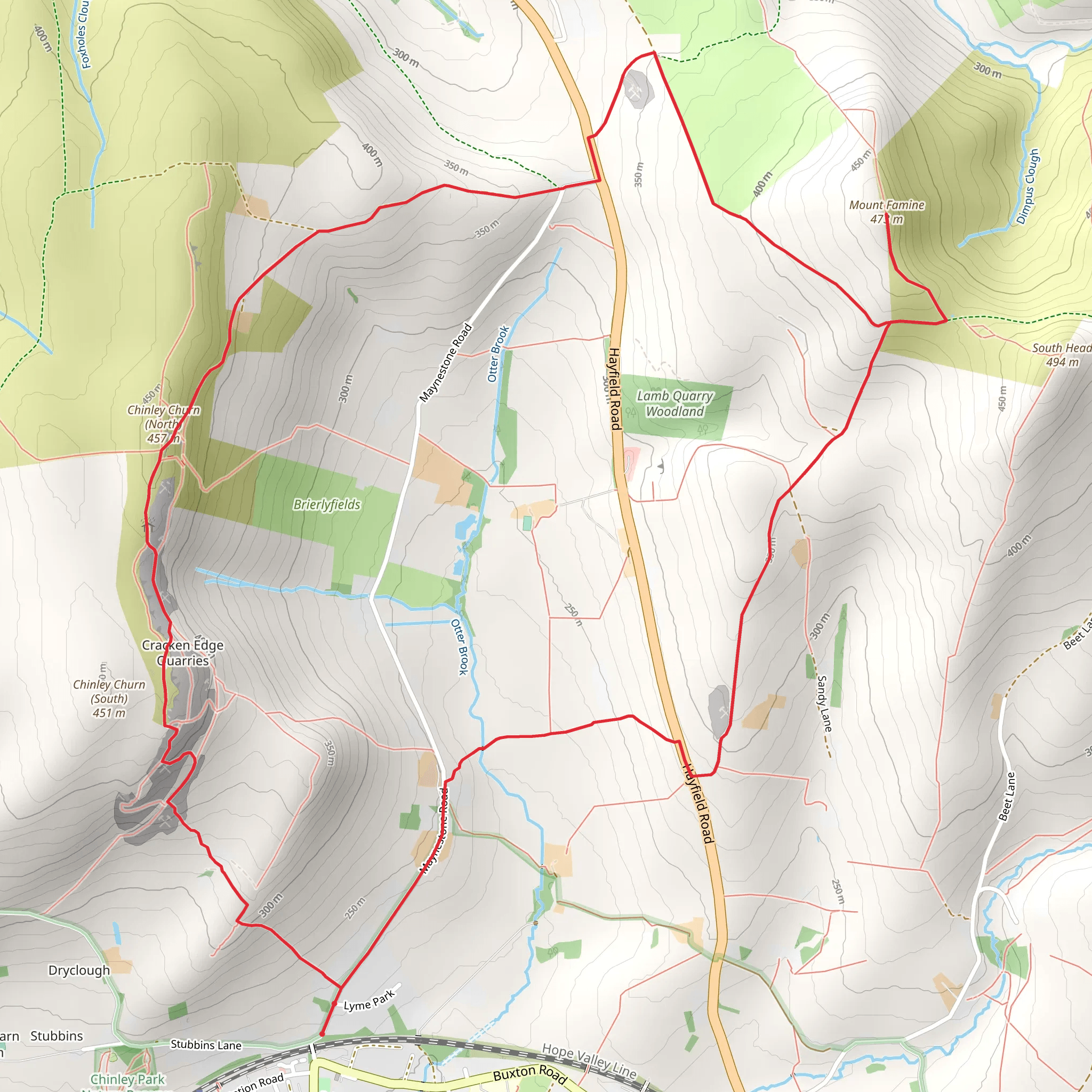 Chinley Churn and Mount Famine Loop mobile static map
