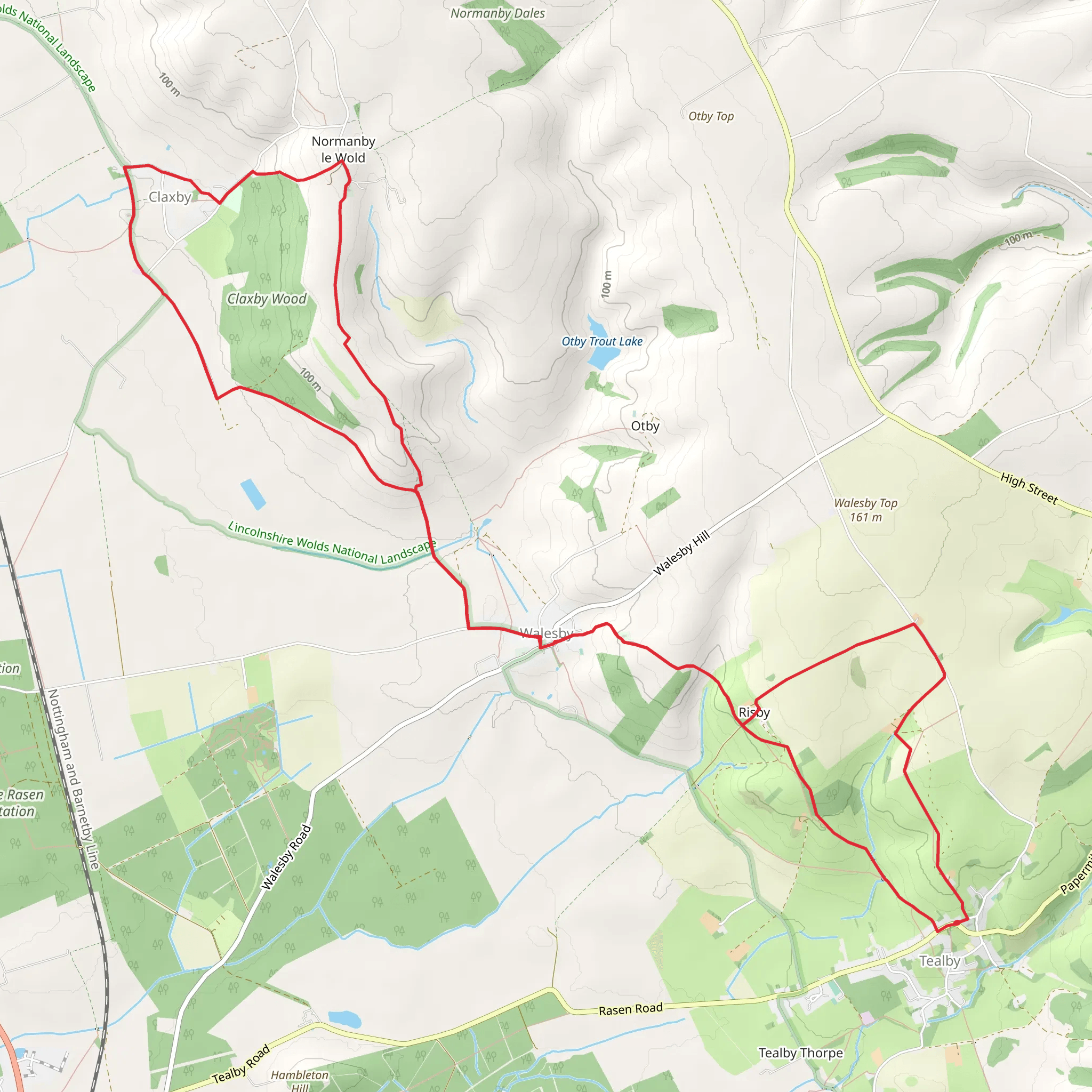 Tealby - Walesby - Claxby and Normanby-le-Wold mobile static map