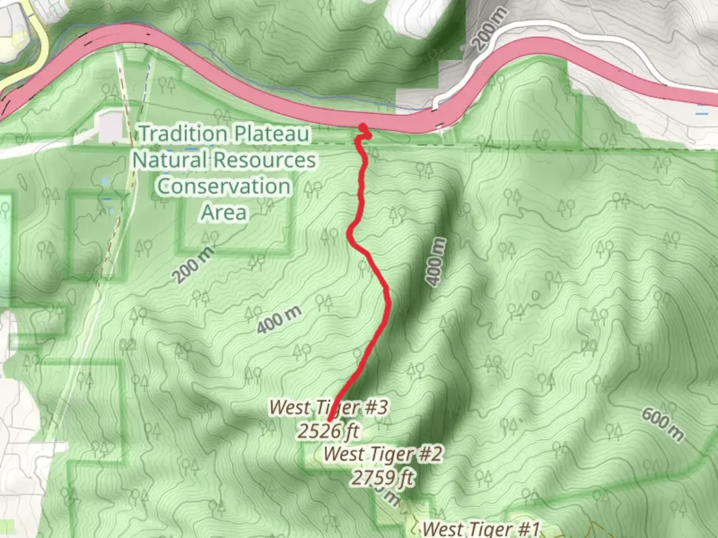 An image depicting the trail West Tiger via Cable Line Trail and its surrounding area.