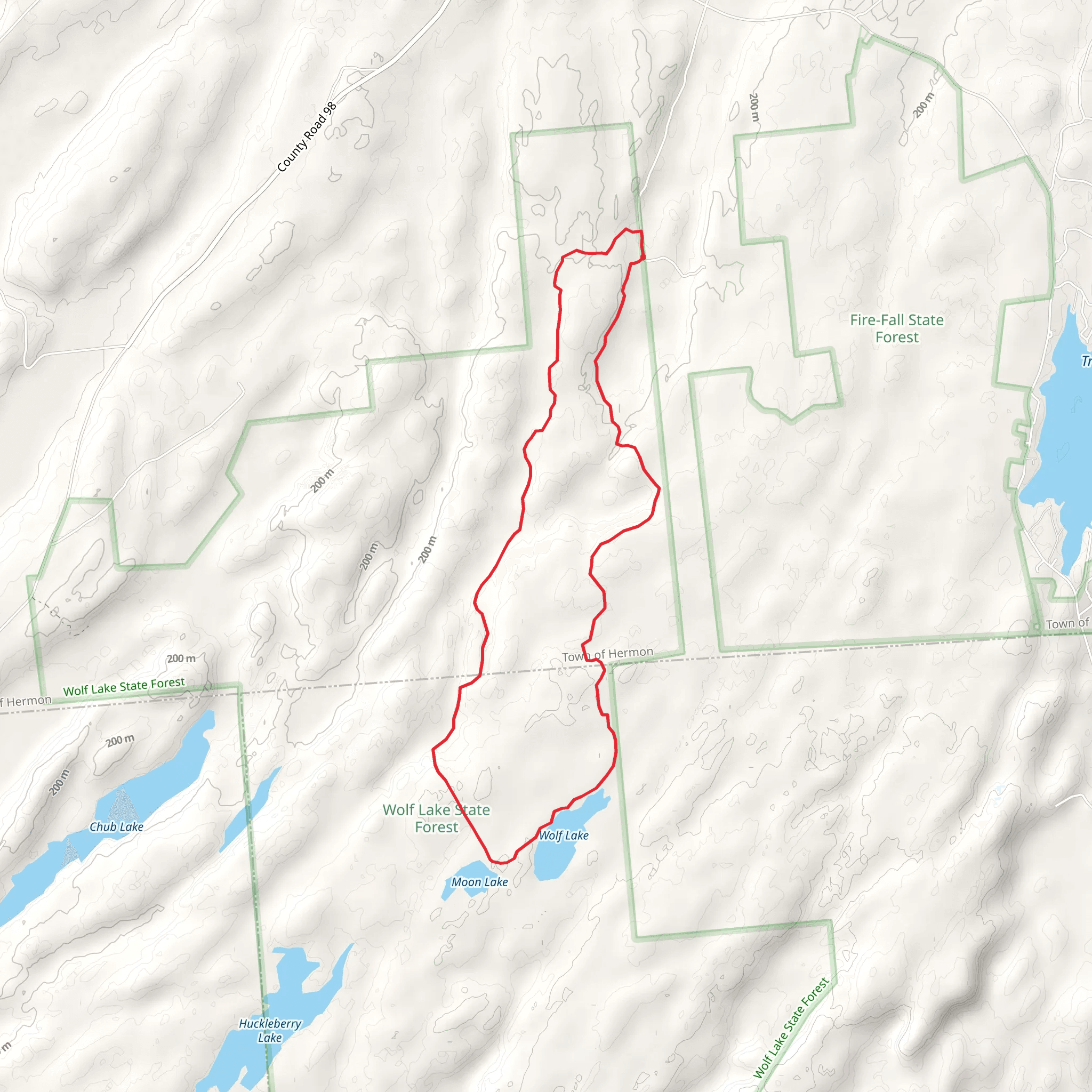 Wolf Lake and Moon Lake Loop mobile static map
