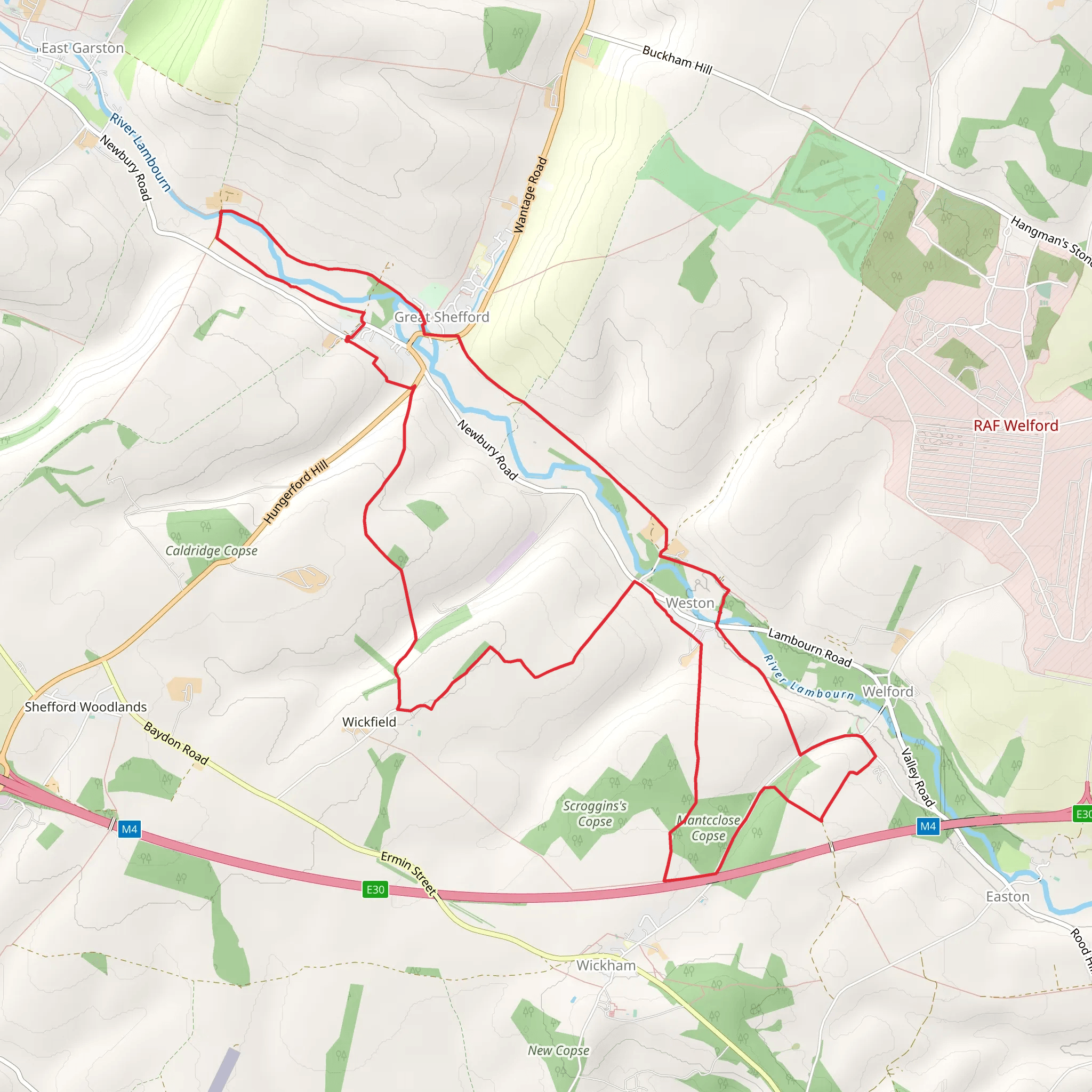 Lambourn Valley from Great Shefford mobile static map
