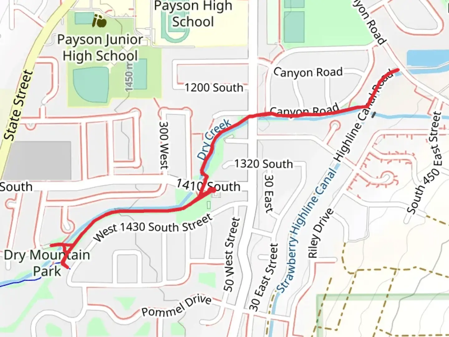 An image depicting the trail Dry Creek Trail and its surrounding area.
