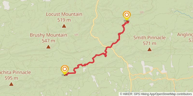Ouachita National Recreation Trail stage 14 Map