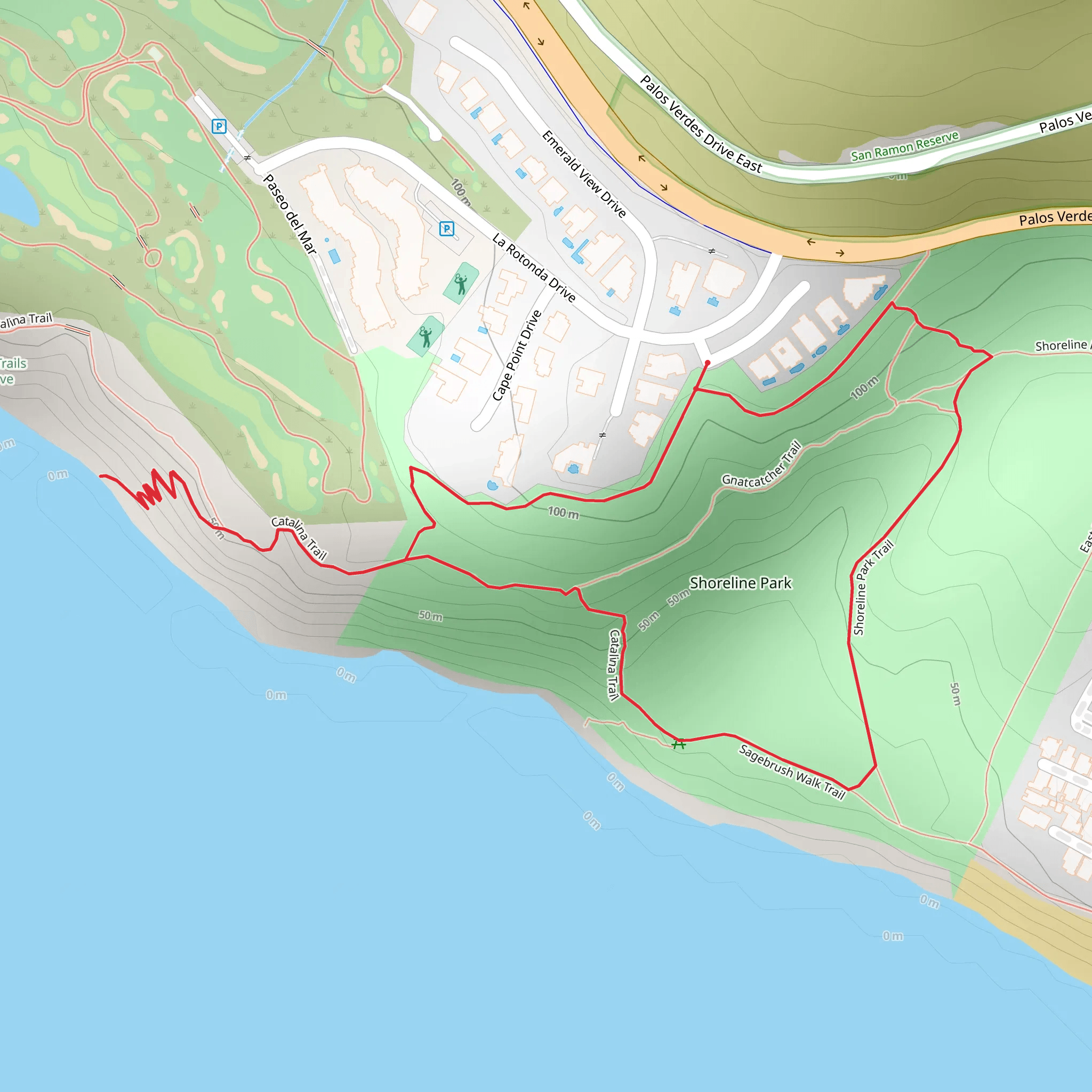 Shoreline Park and Catalina Loop Trail mobile static map