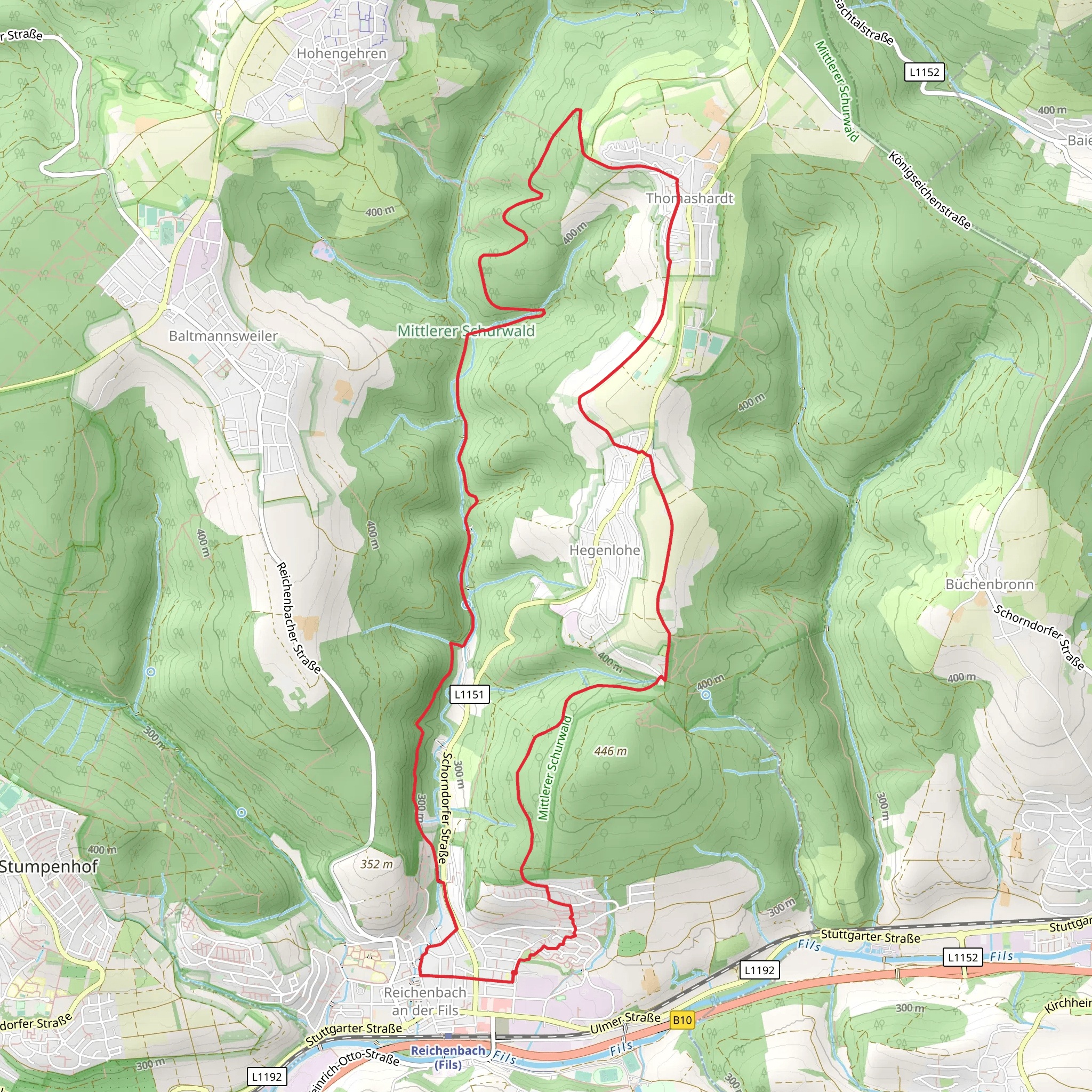Reichenbach to Thomashardt Loop mobile static map