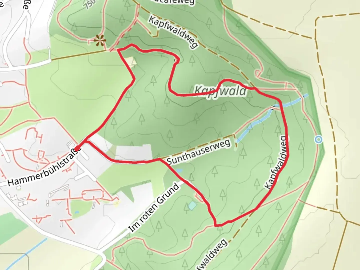 An image depicting the trail Weg der Besinnung and Mittlerer Kapf Loop and its surrounding area.
