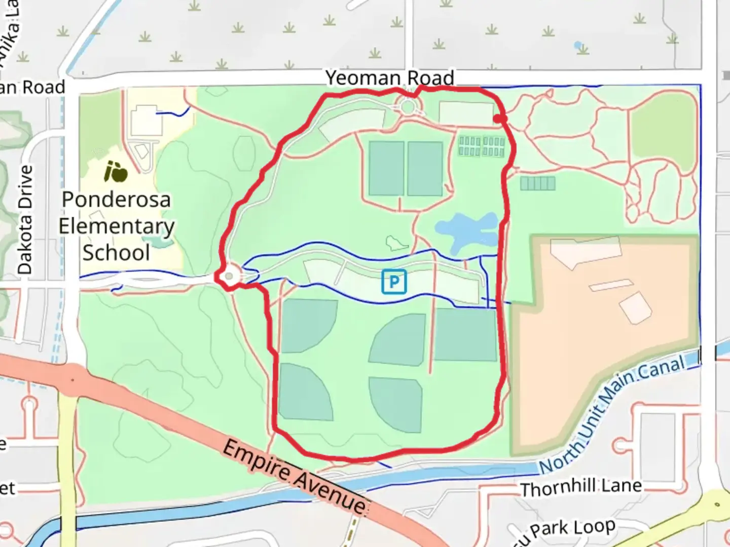 An image depicting the trail Pine Nursery Park Path Loop and its surrounding area.