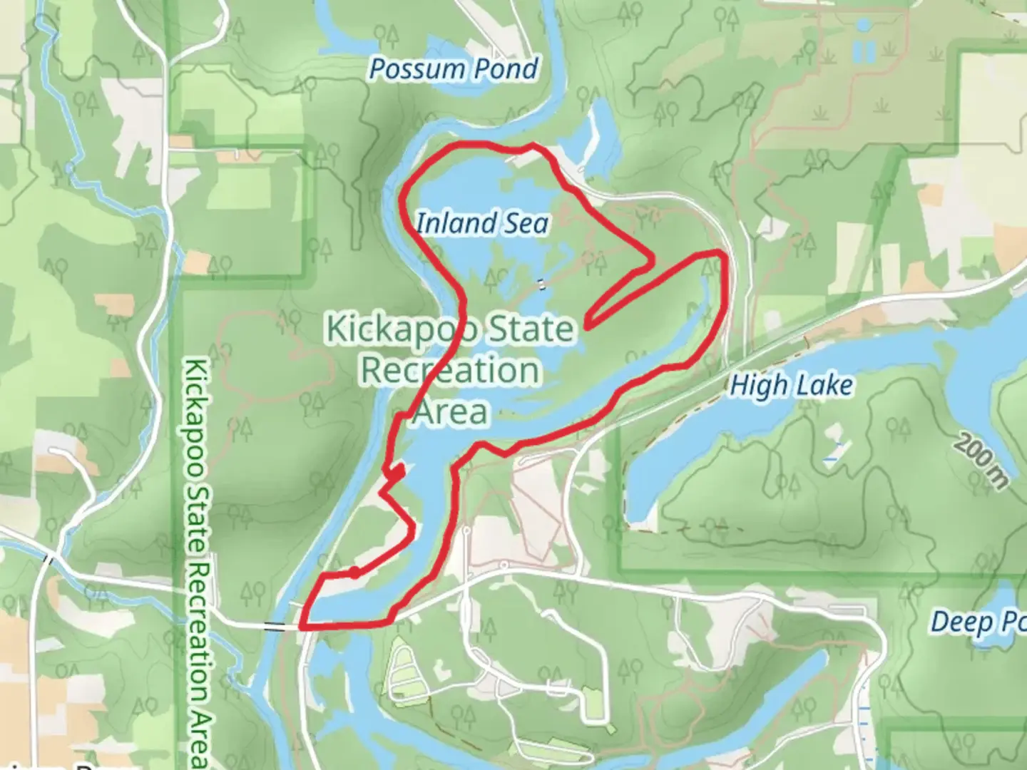 An image depicting the trail Clear Lake and Inland Sea Loop and its surrounding area.