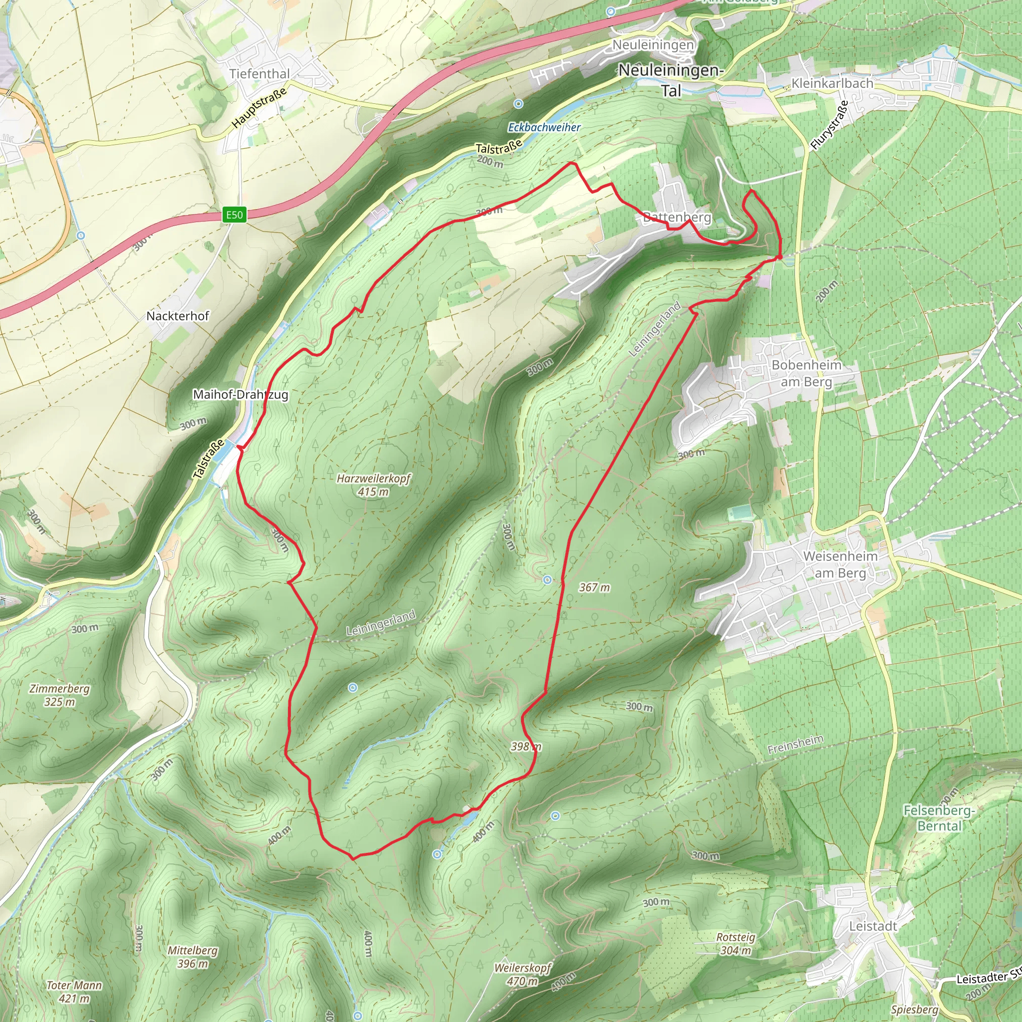 Battenberg Loop via Bobenheim am Berg Waldfroschweg mobile static map