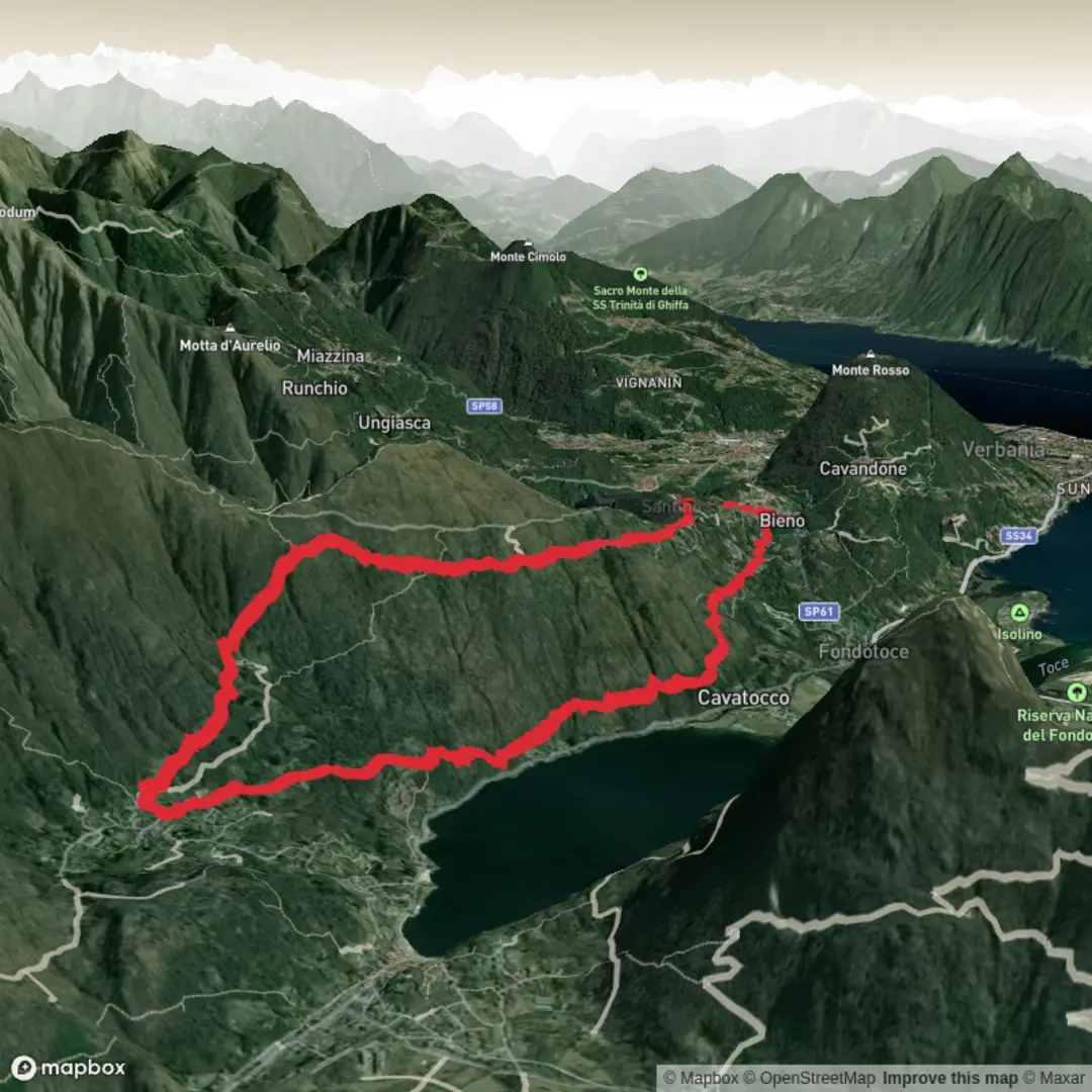 An image depicting the trail Bieno - Bracchio escursione ad anello and its surrounding area.