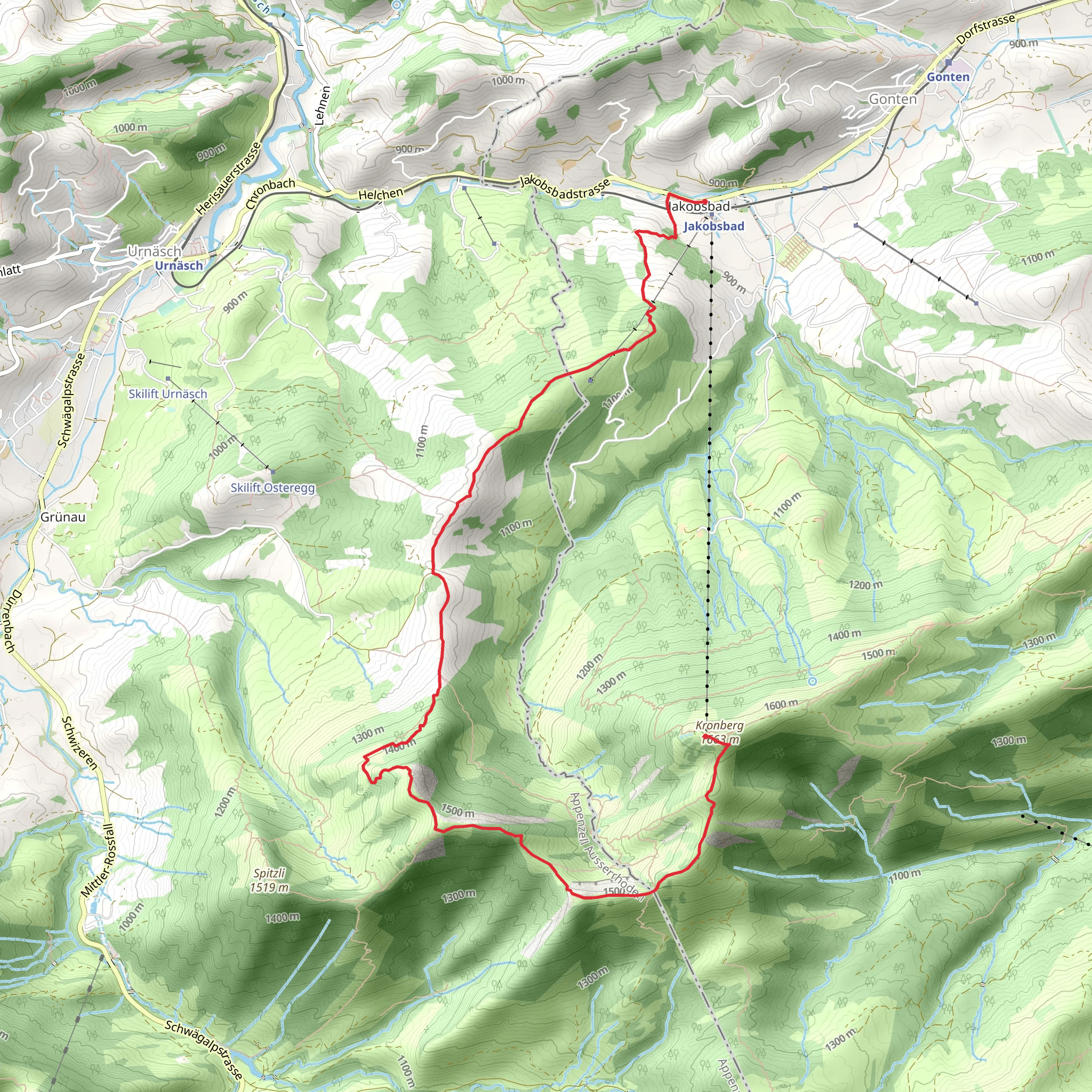 Kronberg to Jakobsbad mobile static map