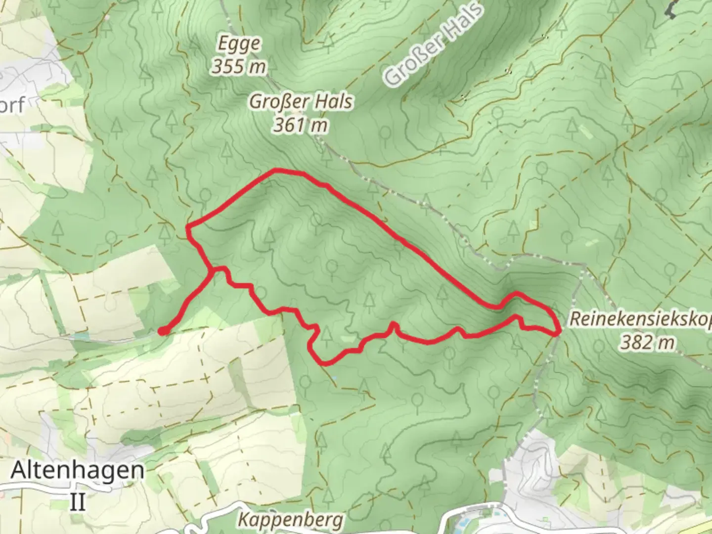 An image depicting the trail Roswitha Weg and Lauenau Loop and its surrounding area.