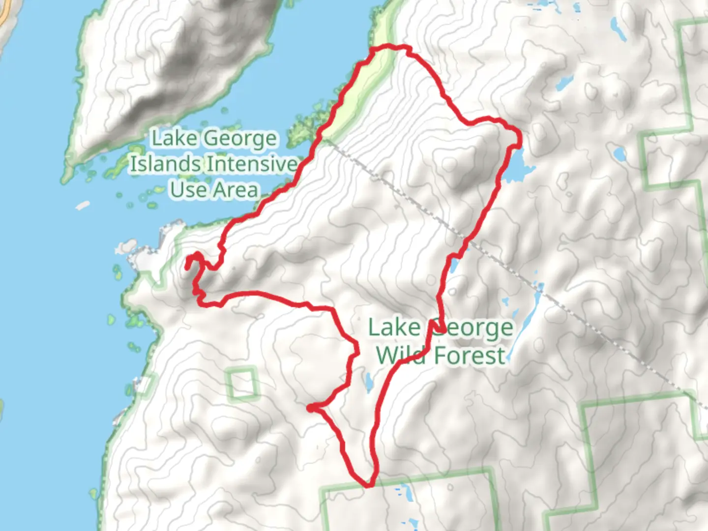 An image depicting the trail Shelving Rock Mountain and Bump Pond Loop and its surrounding area.