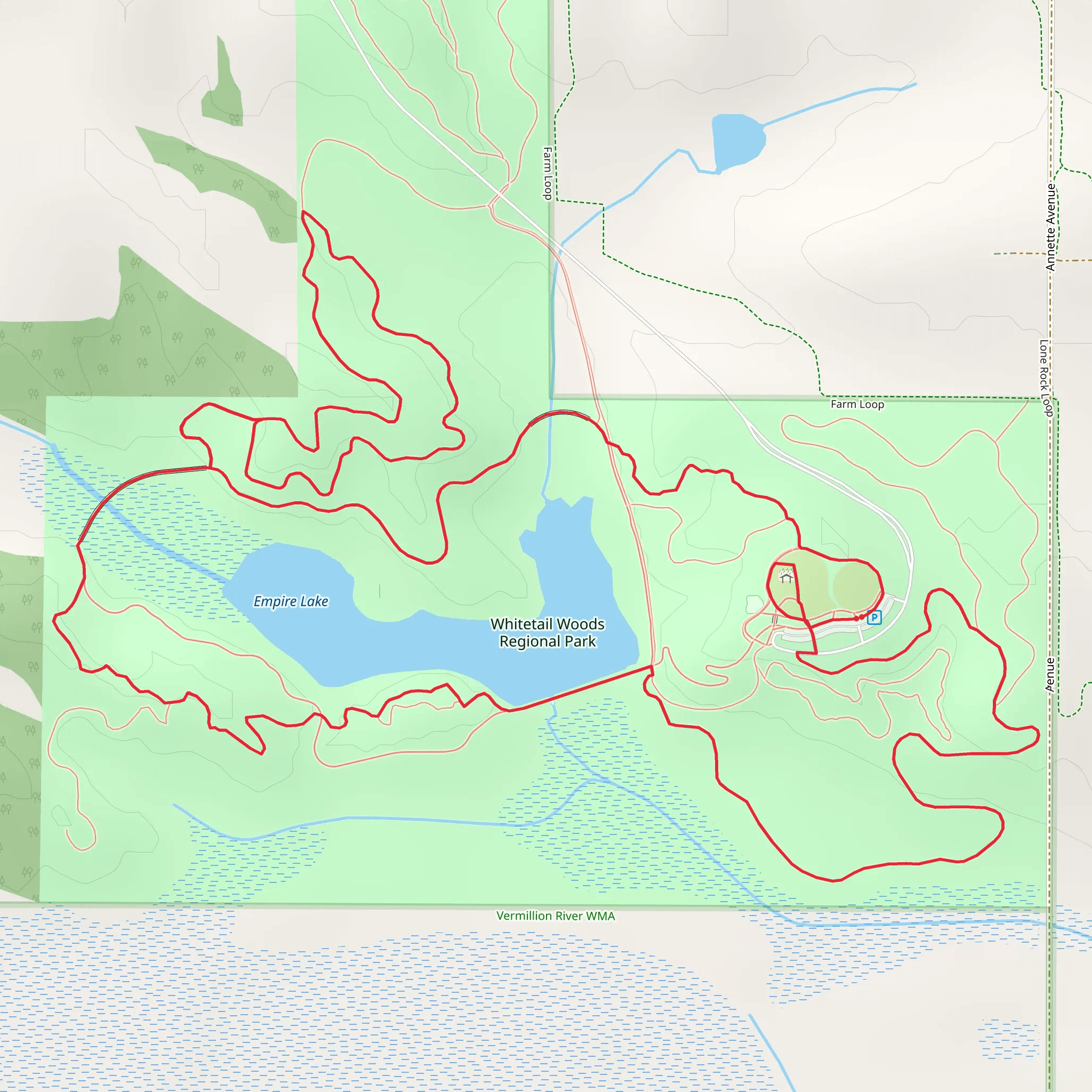 Empire Lake and Whitetail Woods Regional Park Big Loop mobile static map