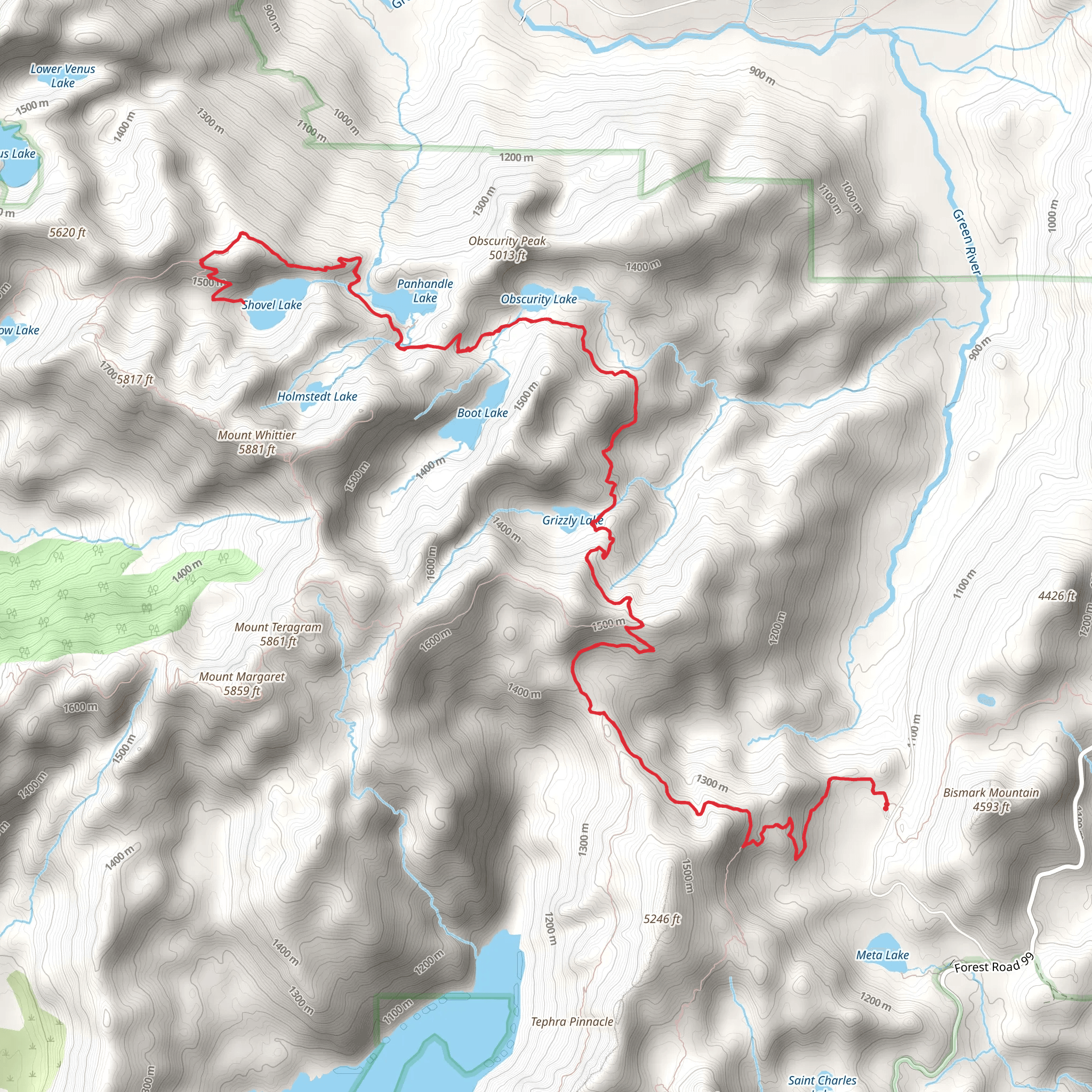 Shovel Lake View via Boundary Trail mobile static map