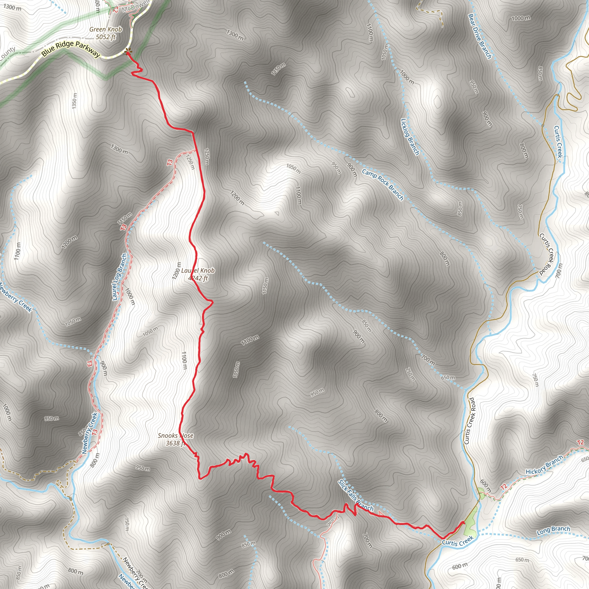 Snooks Nose Trail mobile static map